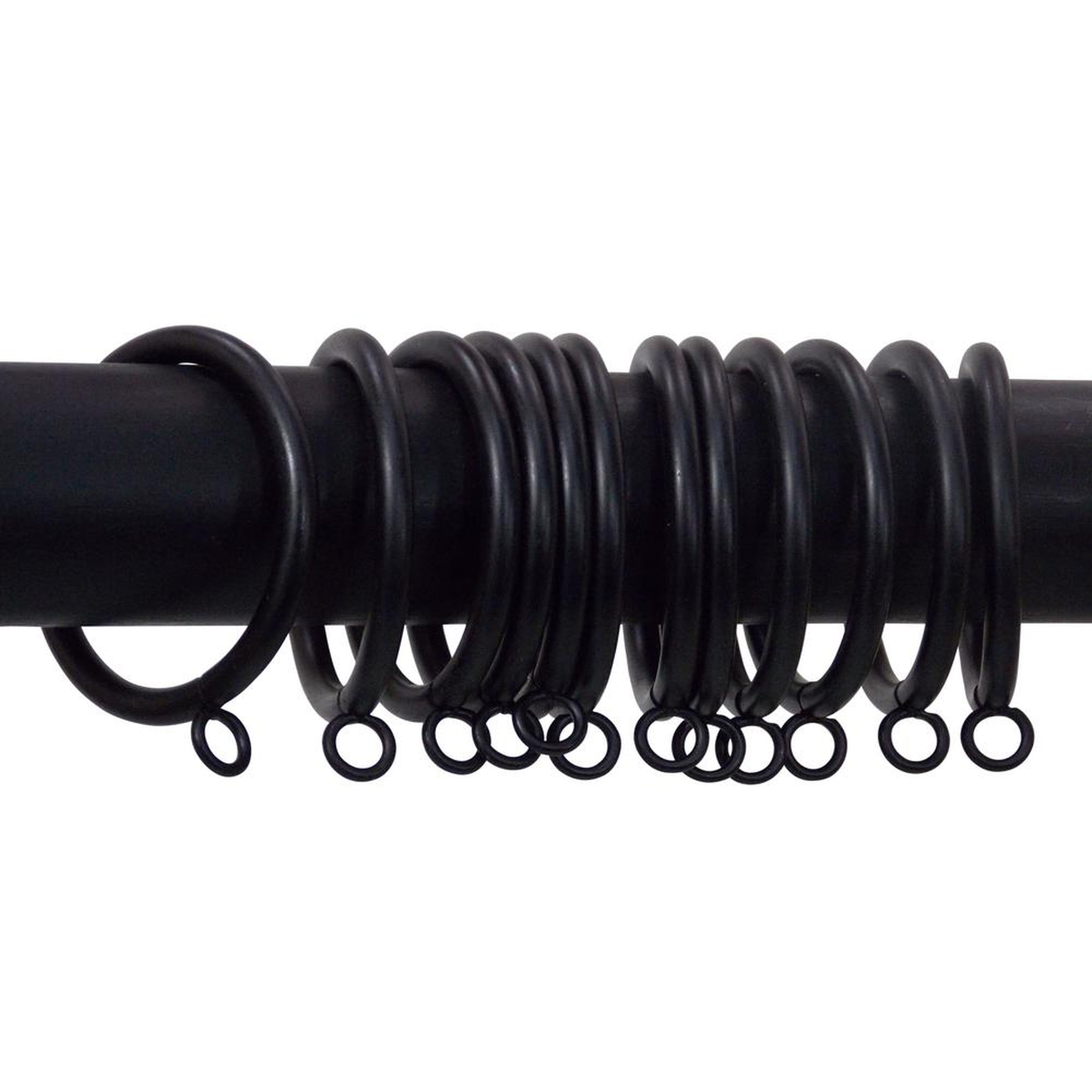 The Artifactory 1 in. Drapery Rings with Grommets for 1 in. or 1 3/8 in. Poles in Matte Black (12-Pack) - Home Depot