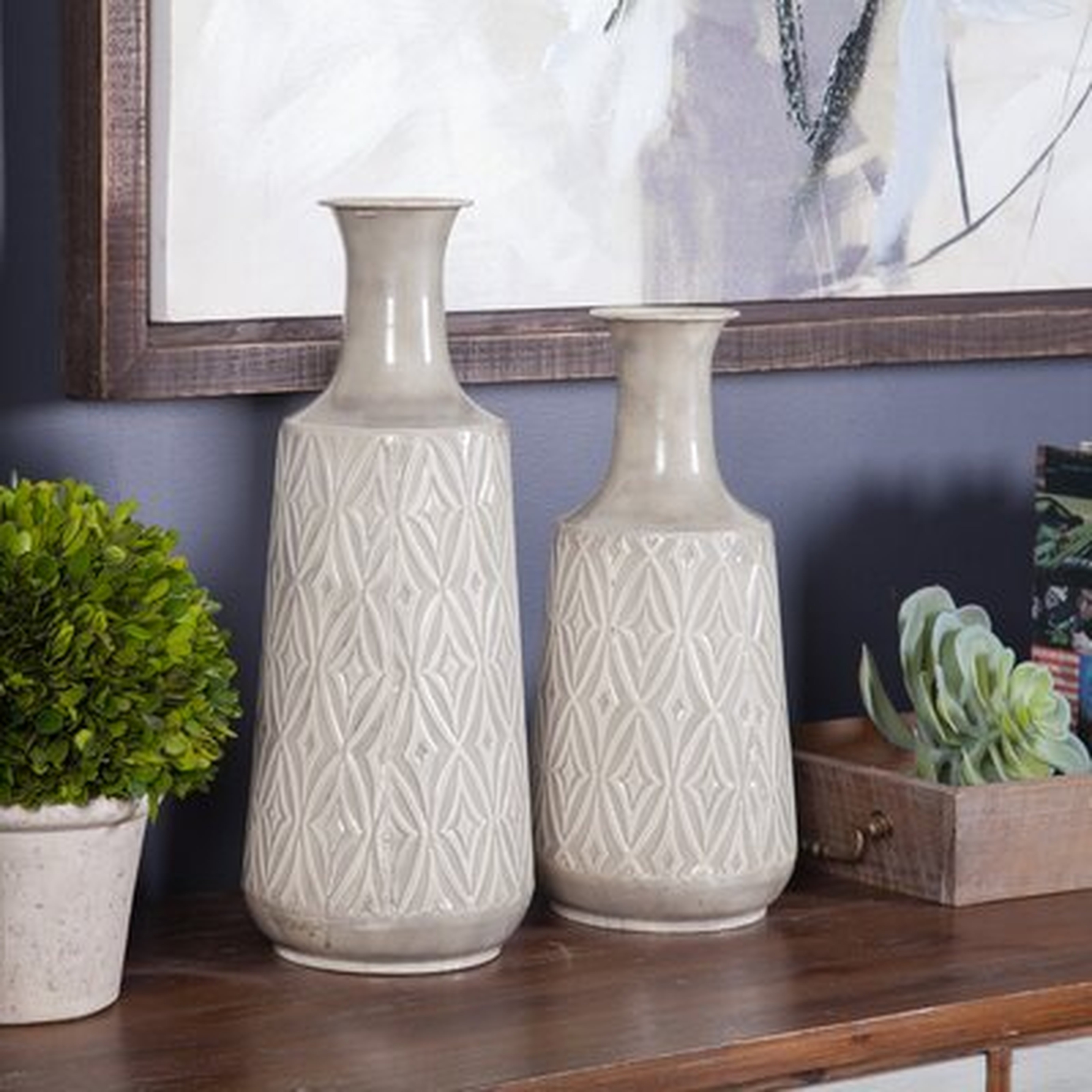 2 Piece Dyllis Tan Metal Table Vase Set - Wayfair