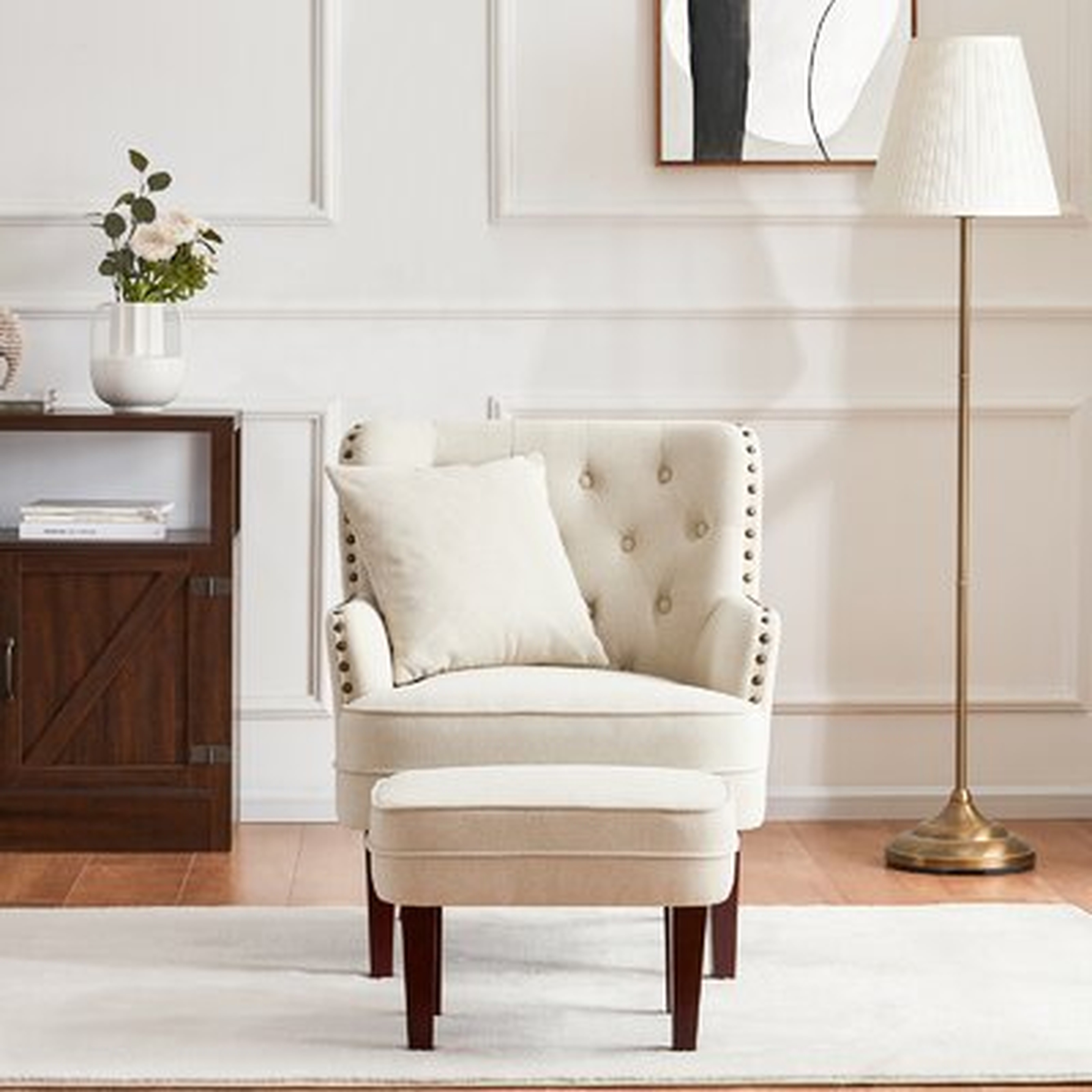 Joeann 28.3'' Wide Tufted Slipcovered Armchair and Ottoman - Wayfair