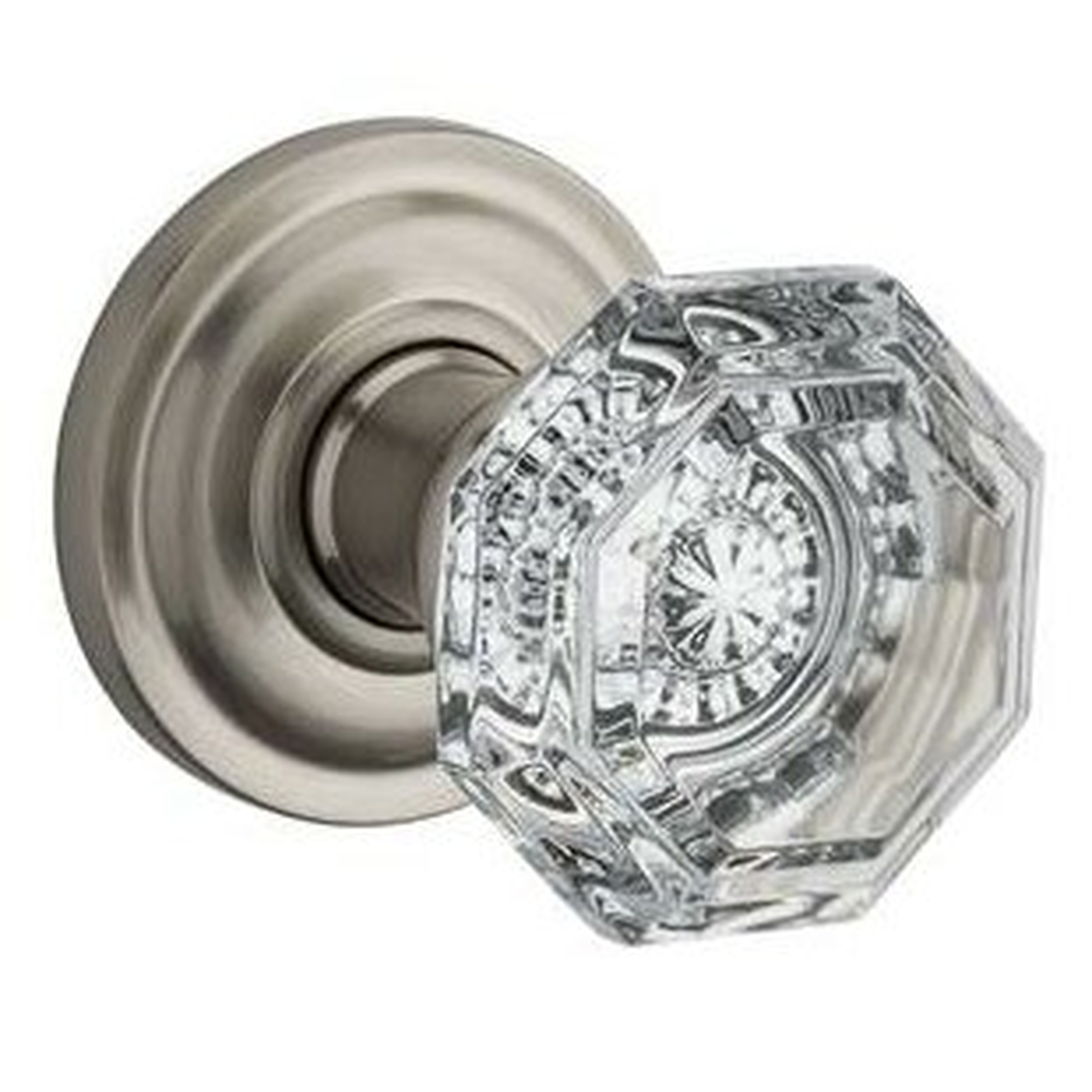Crystal Privacy Door Knob with Traditional Round Rosette - Birch Lane