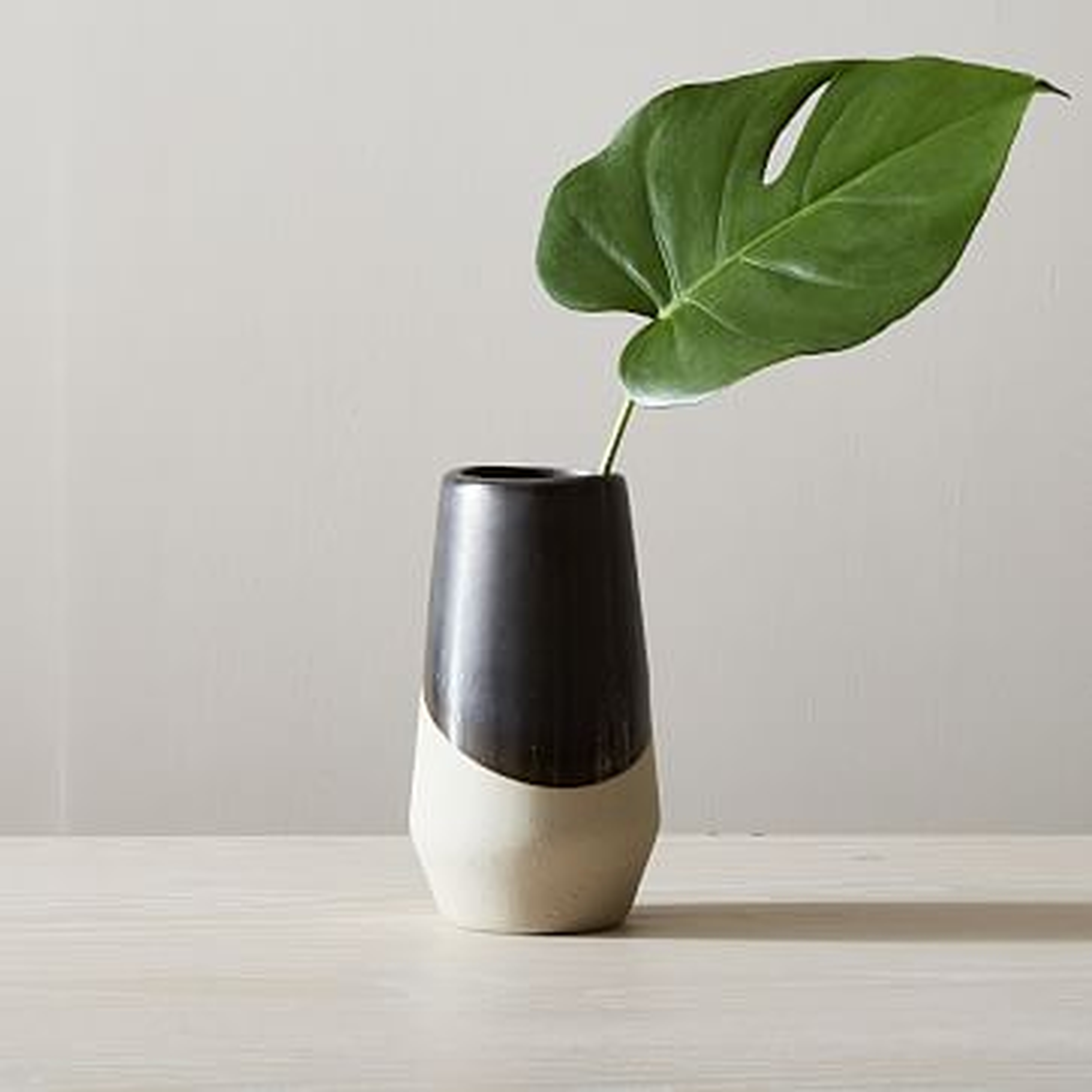 Half Dipped Stoneware Vase, Slate, Medium Skinny, 7.5" - West Elm