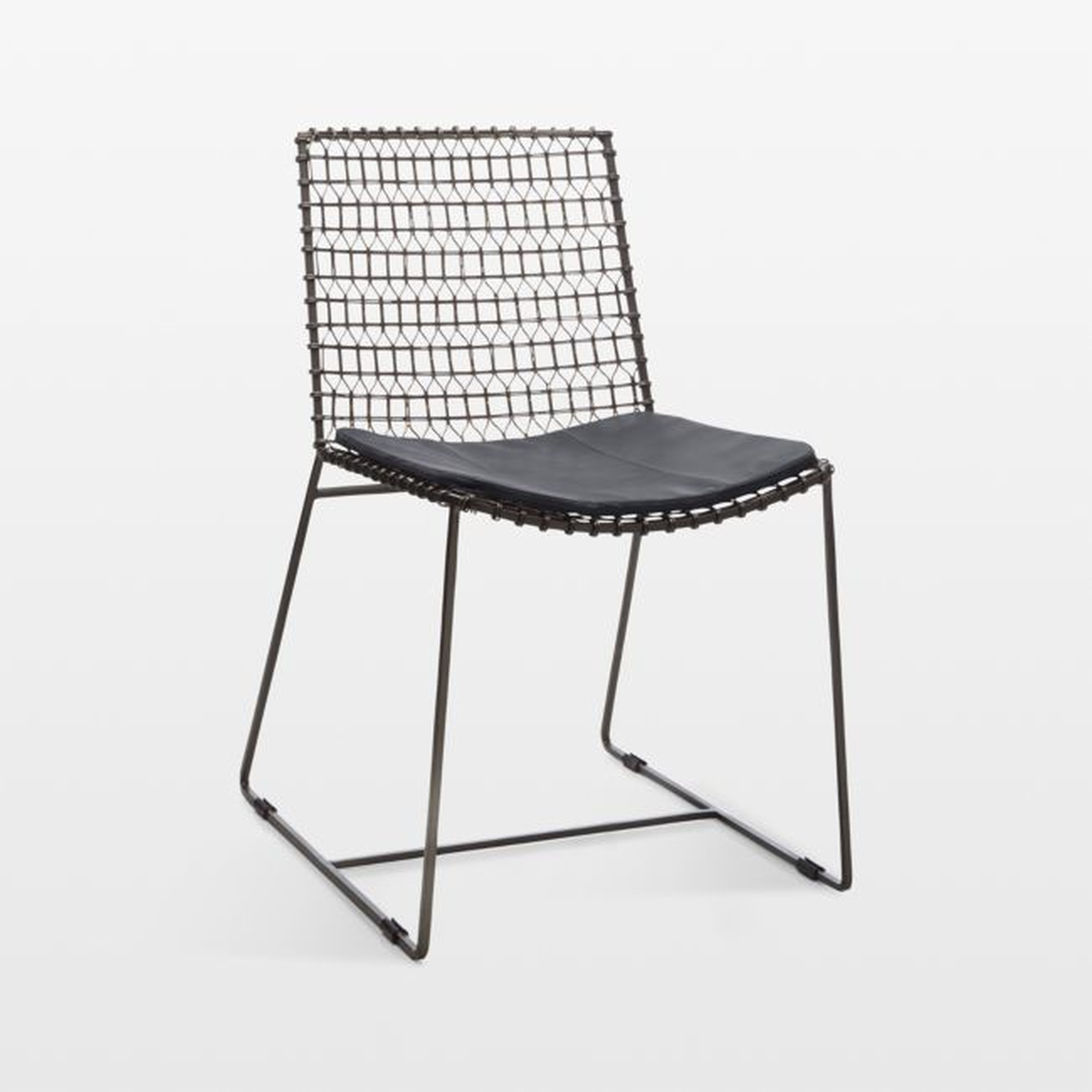 Tig Metal Dining Chair with Black Leather Cushion - Crate and Barrel