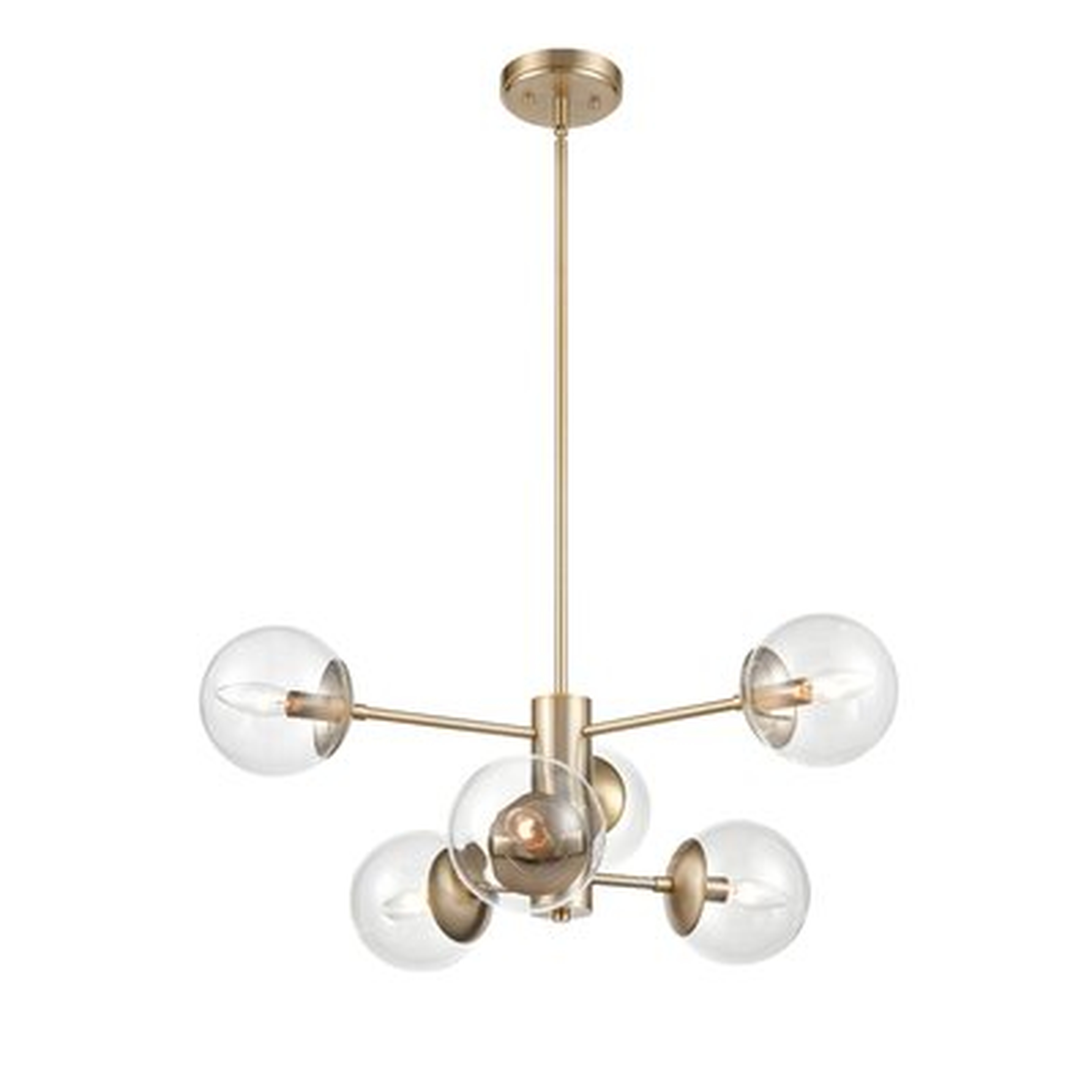 6 Light 28 In. Modern Gold Chandelier - Wayfair