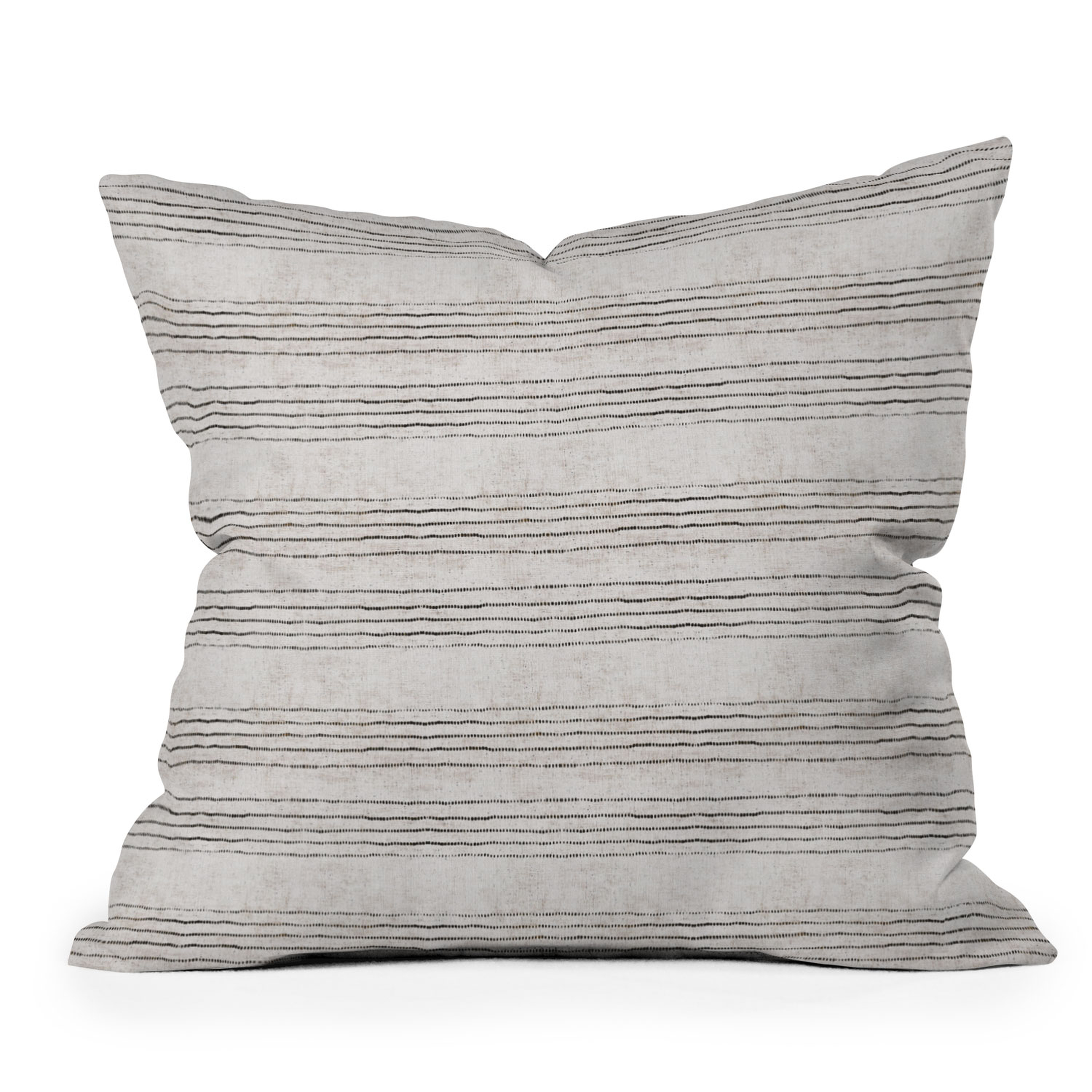 Outdoor Throw Pillow, Linen Stripe Rustic, 18" x 18" - Wander Print Co.