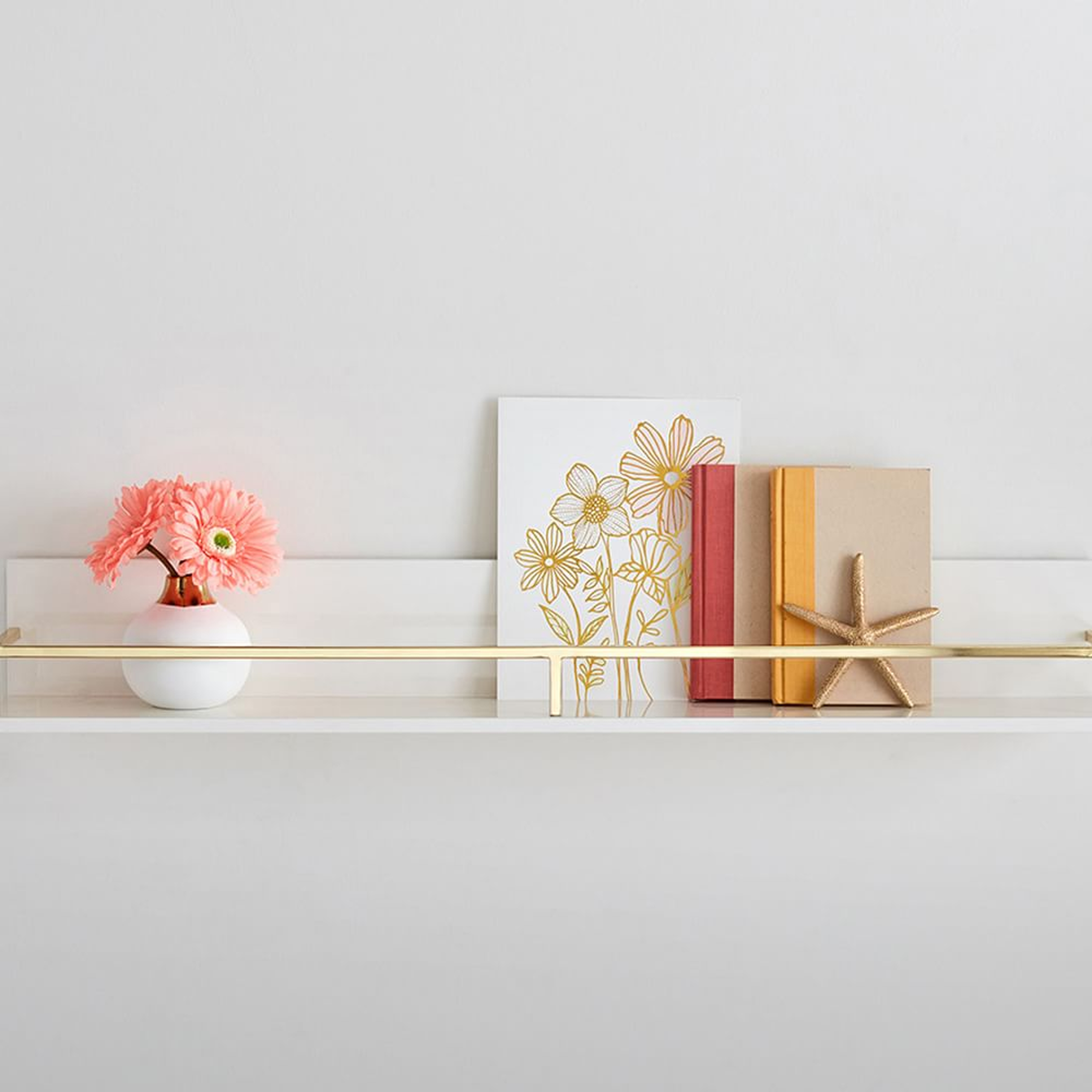 Polished Shelf, 3', White & Gold, WE Kids - West Elm