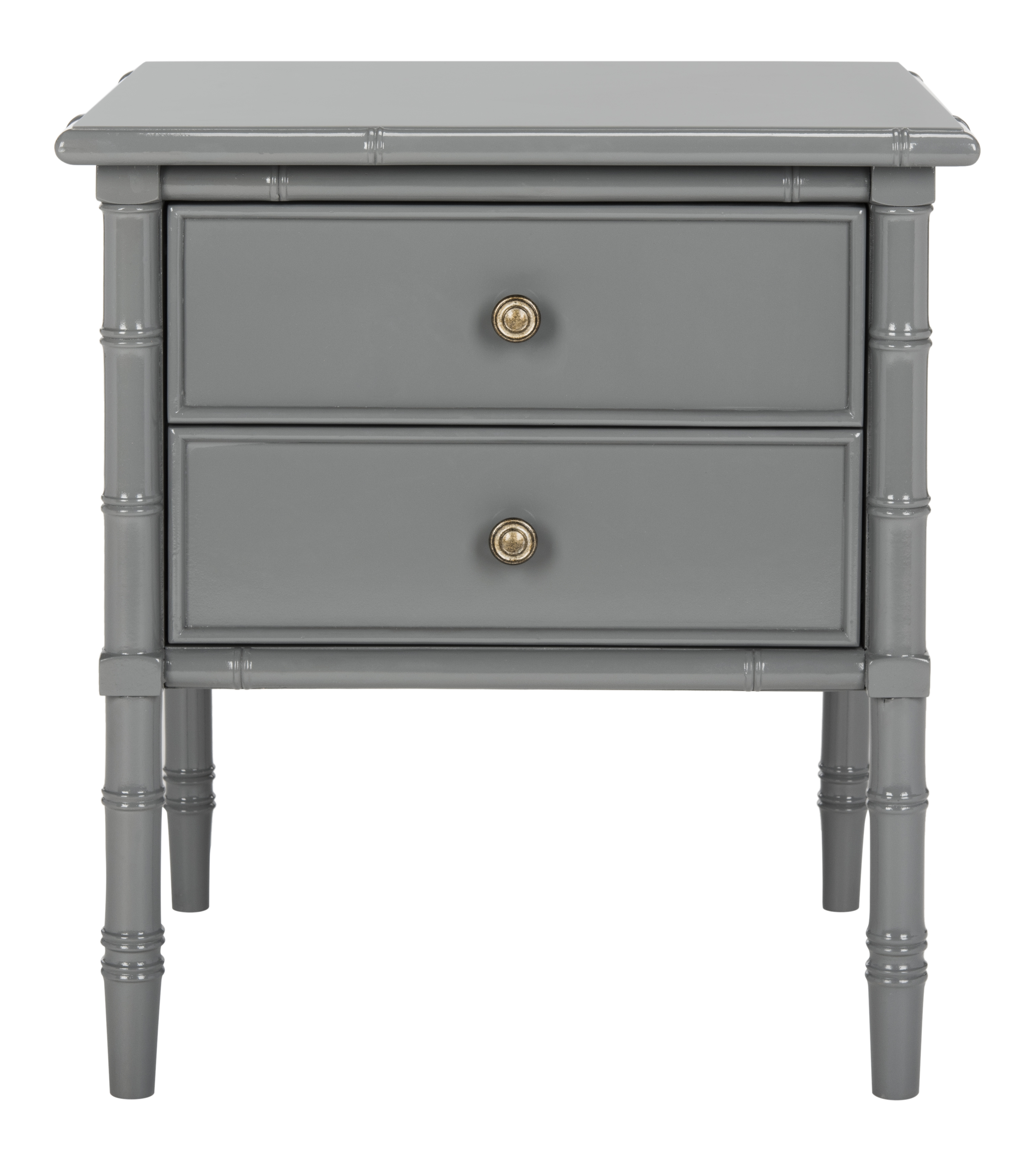 Mina Modern Coastal 2 Drawer 25" H Bamboo Nightstand - Grey - Safavieh - Safavieh