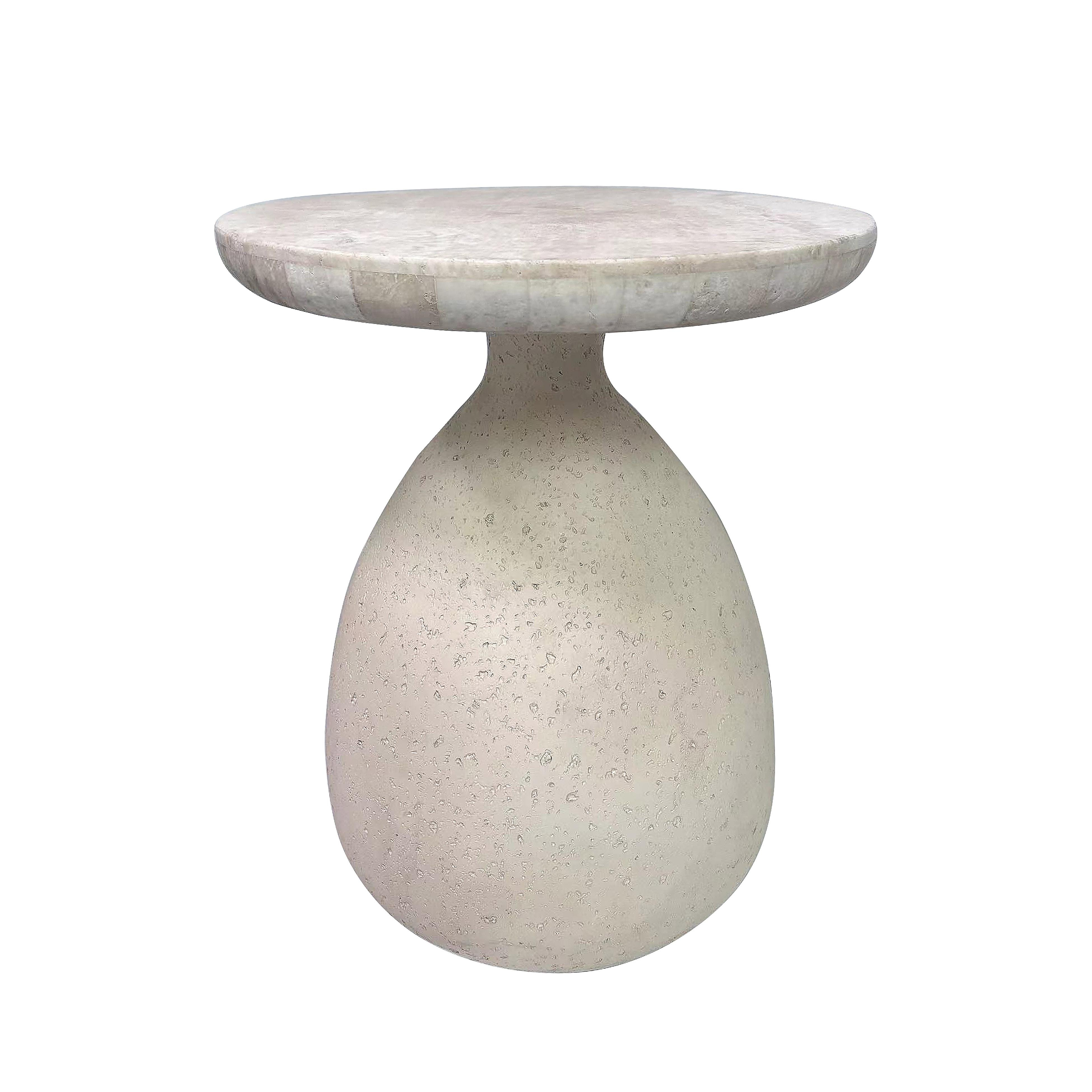 Gina Cream Travertine Side Table - TOV FURNITURE