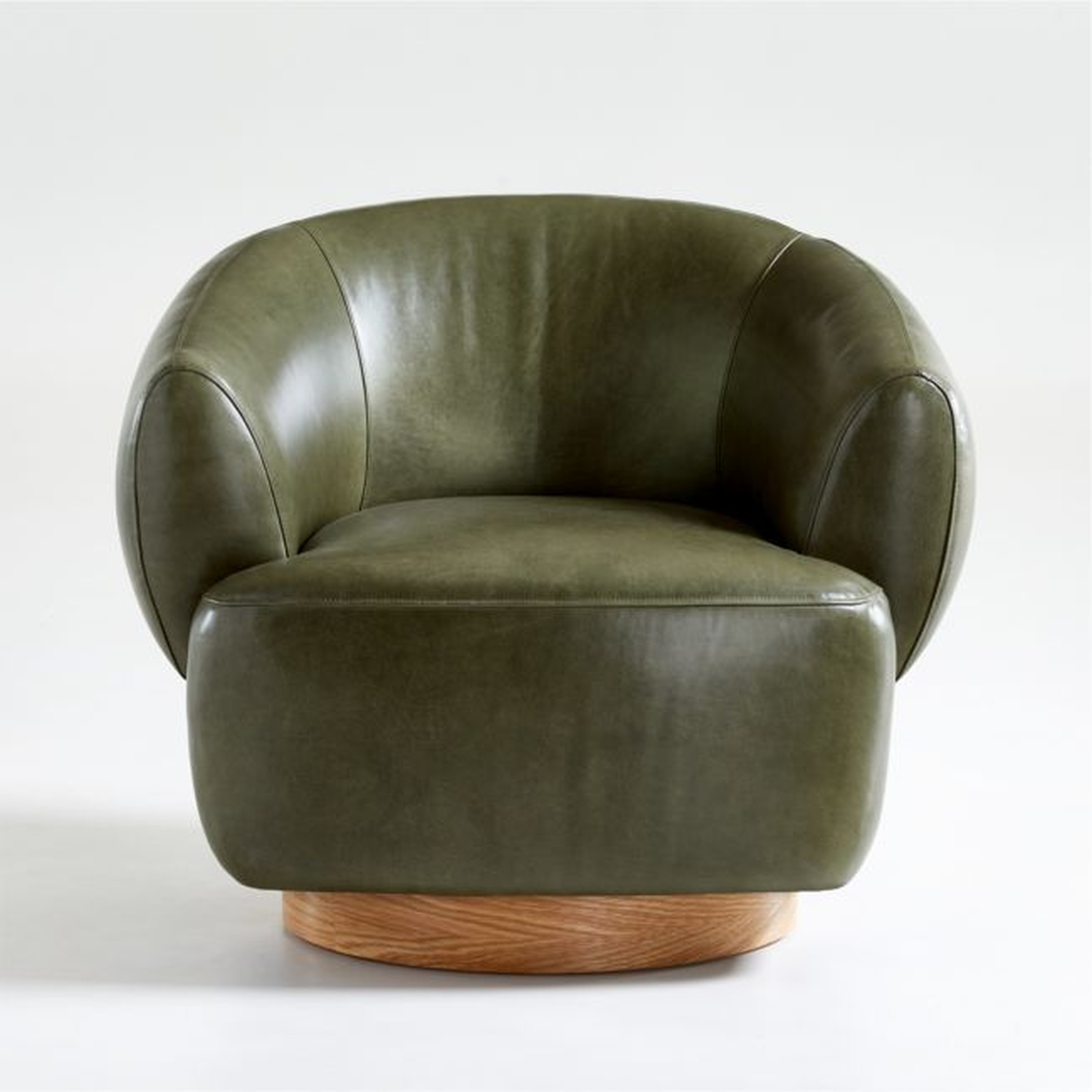 Merrick Leather Swivel Chair - Crate and Barrel