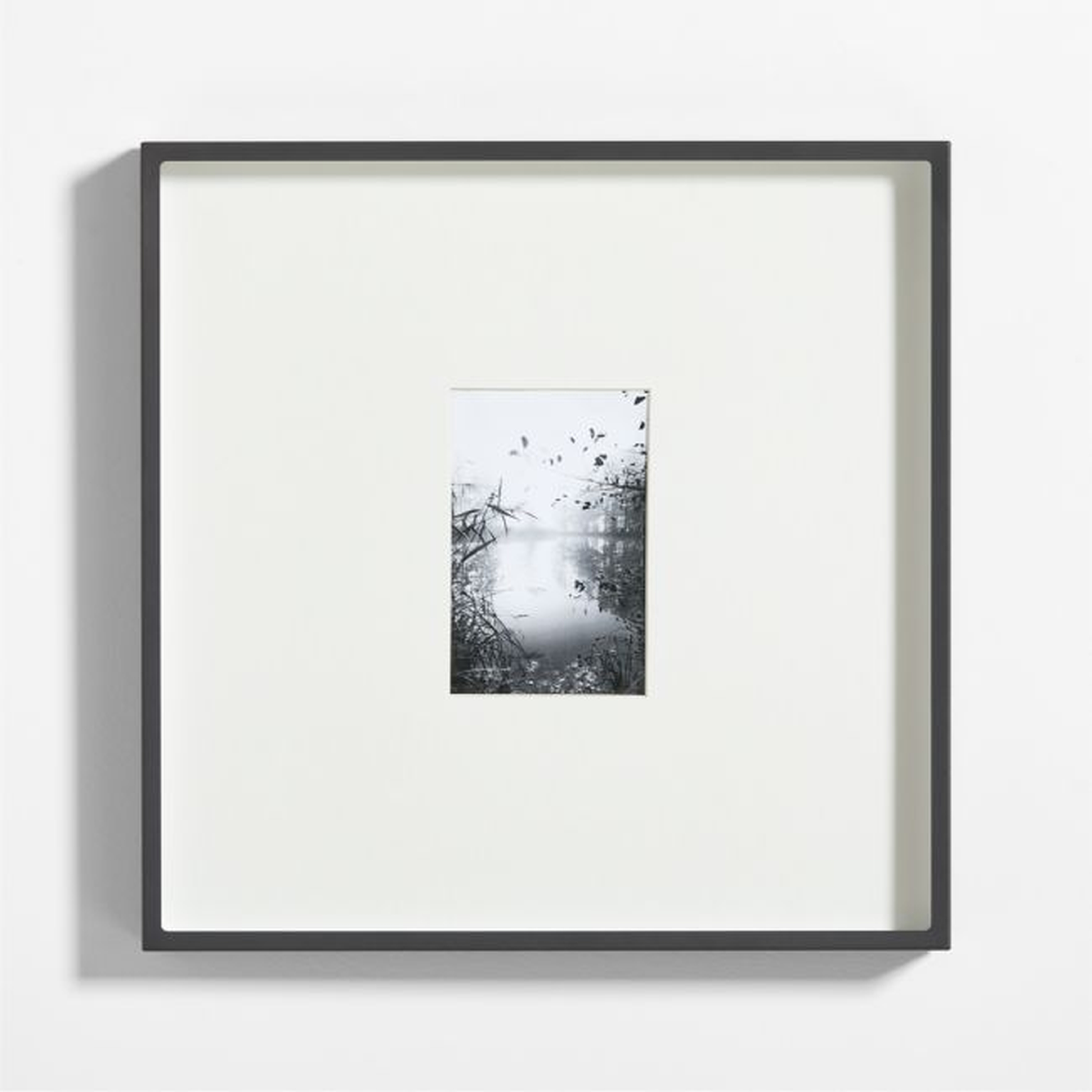 Brushed Black Metal Picture Frame with Vertical White Mat 4x6 - Crate and Barrel