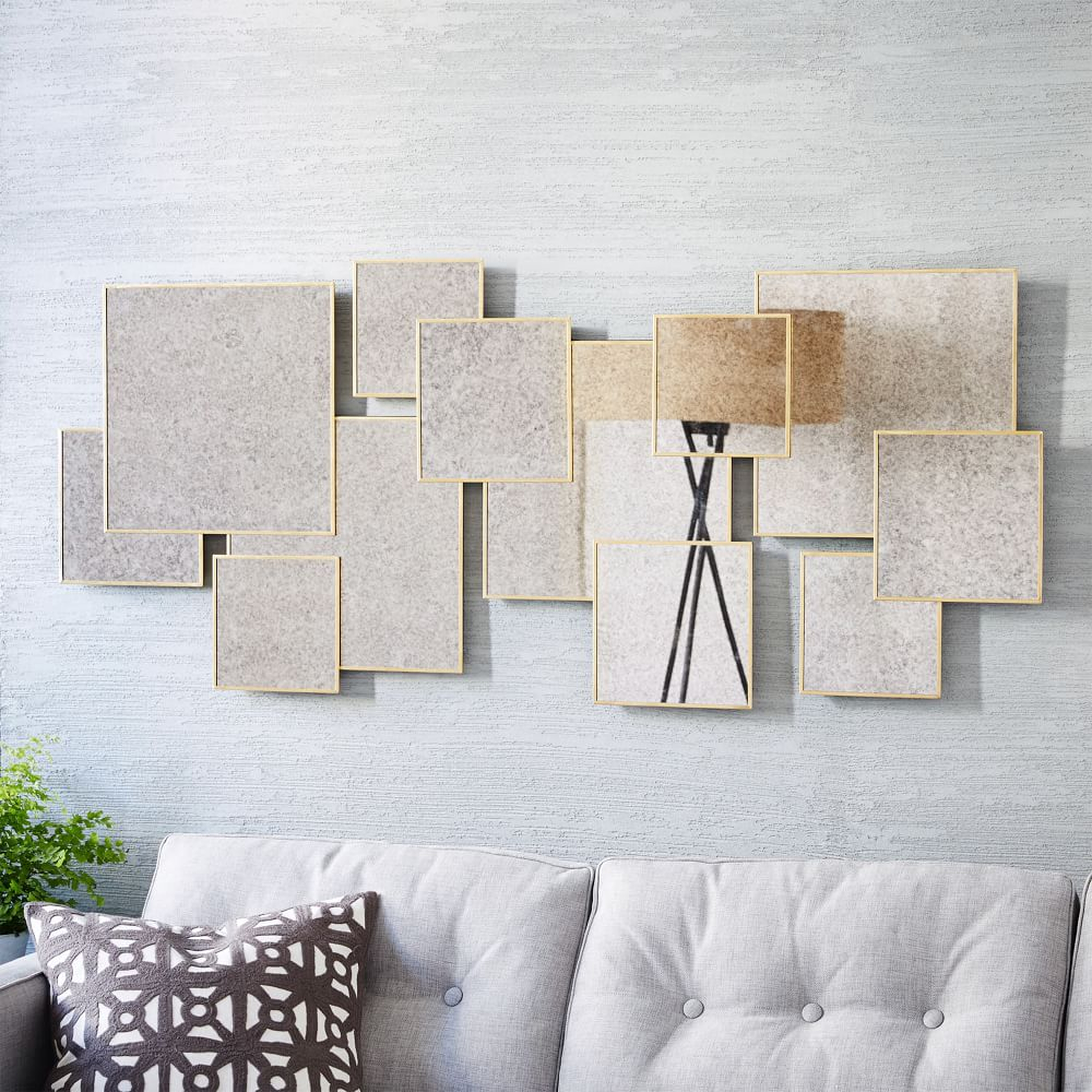 Overlapping Squares Mirror, Antique Brass - West Elm