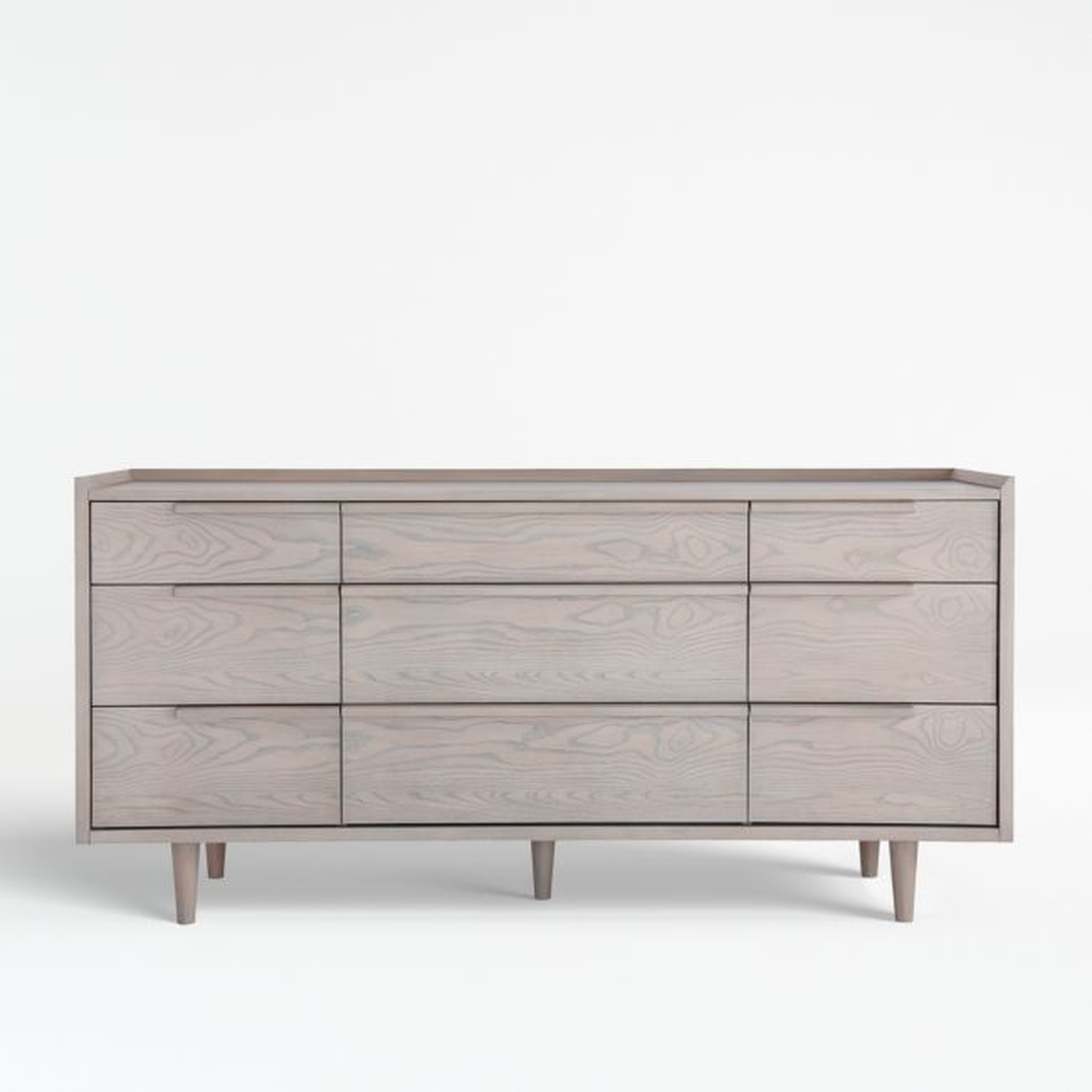 Tate Stone Grey Wood 9-Drawer Dresser - Crate and Barrel