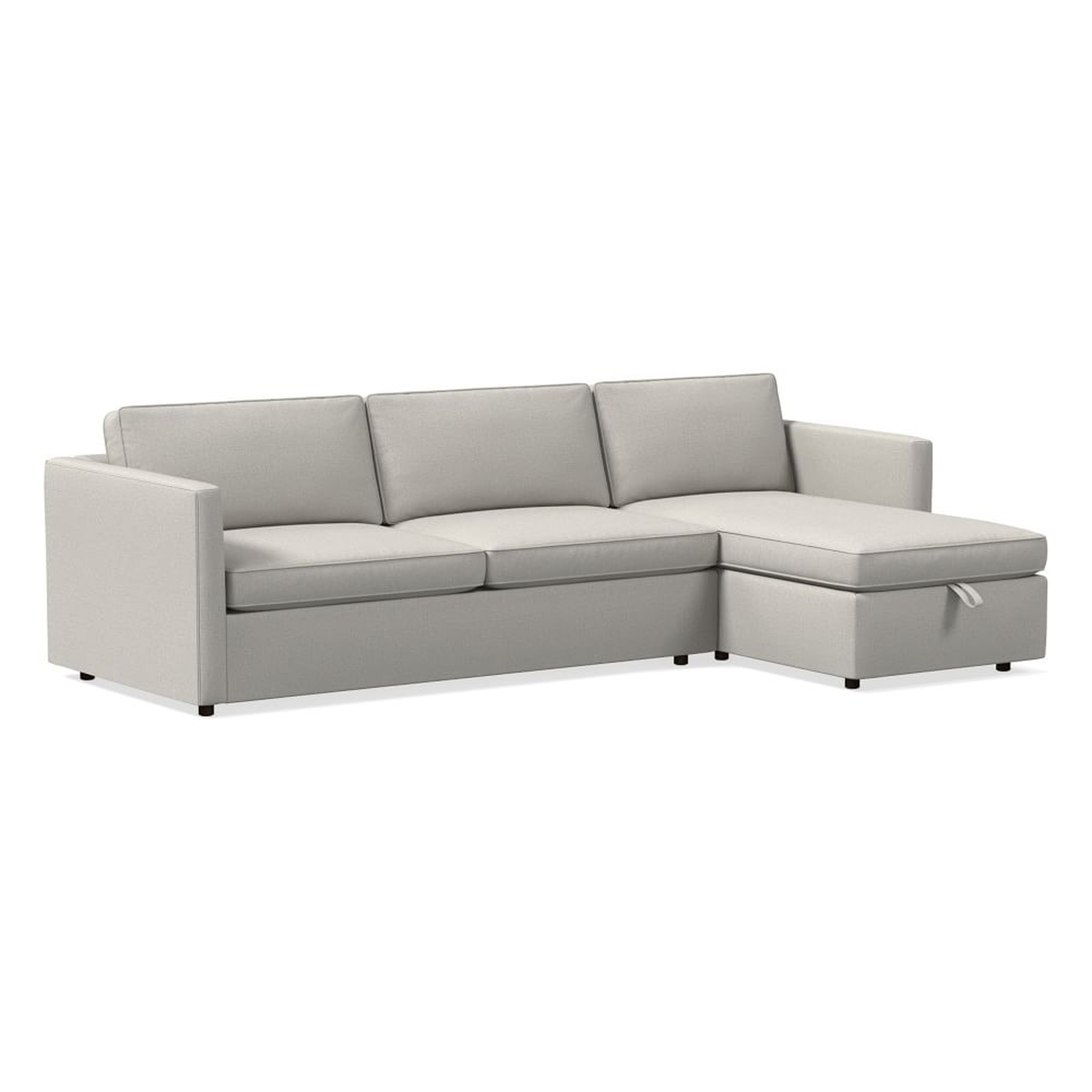 Harris 111" Right Multi Seat 2-Piece Chaise Sectional w/ Storage, Standard Depth, Performance Yarn Dyed Linen Weave, Frost Gray - West Elm