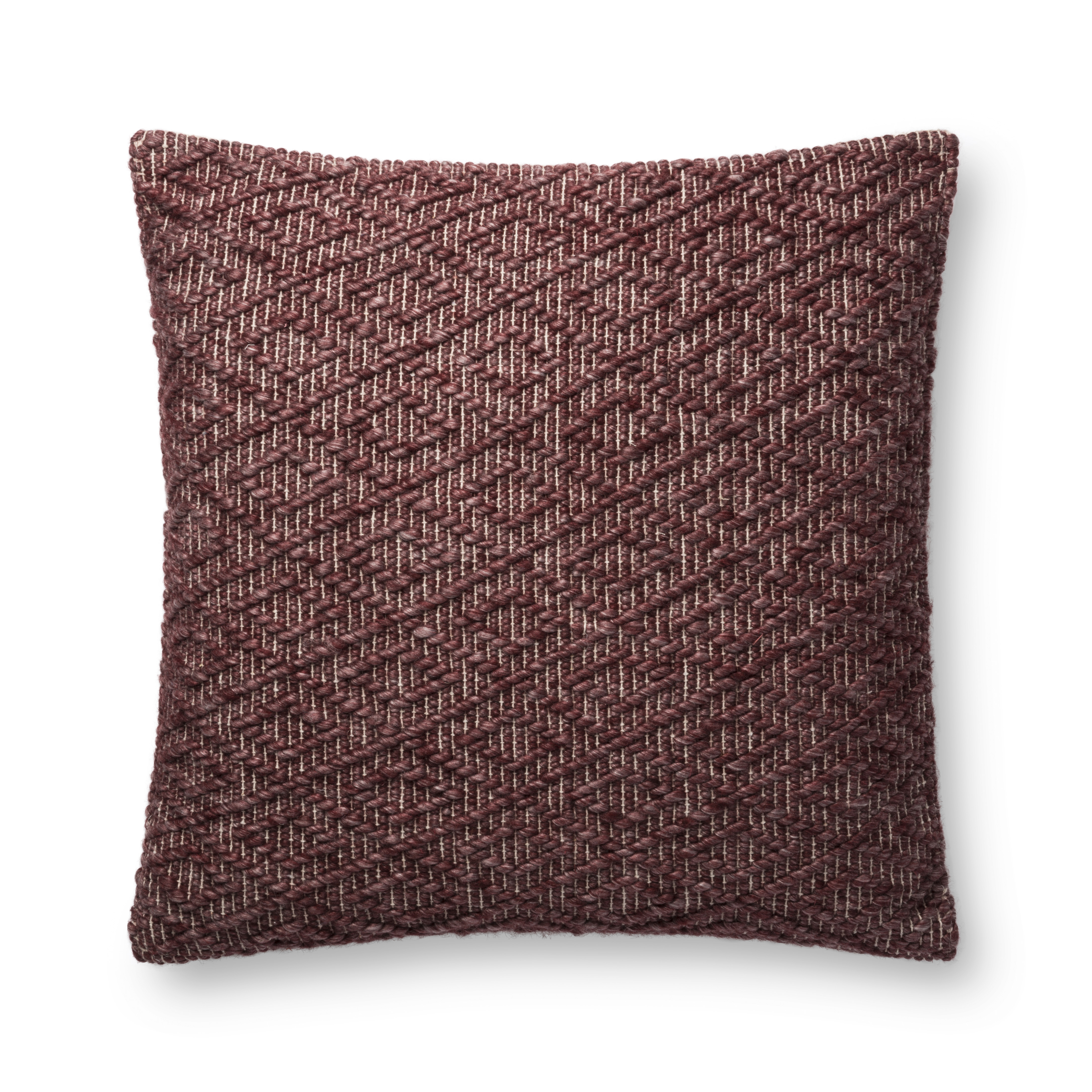 ED Ellen DeGeneres Crafted by Loloi PILLOWS P4096 BURGUNDY 22" x 22" Cover Only - Loloi Rugs