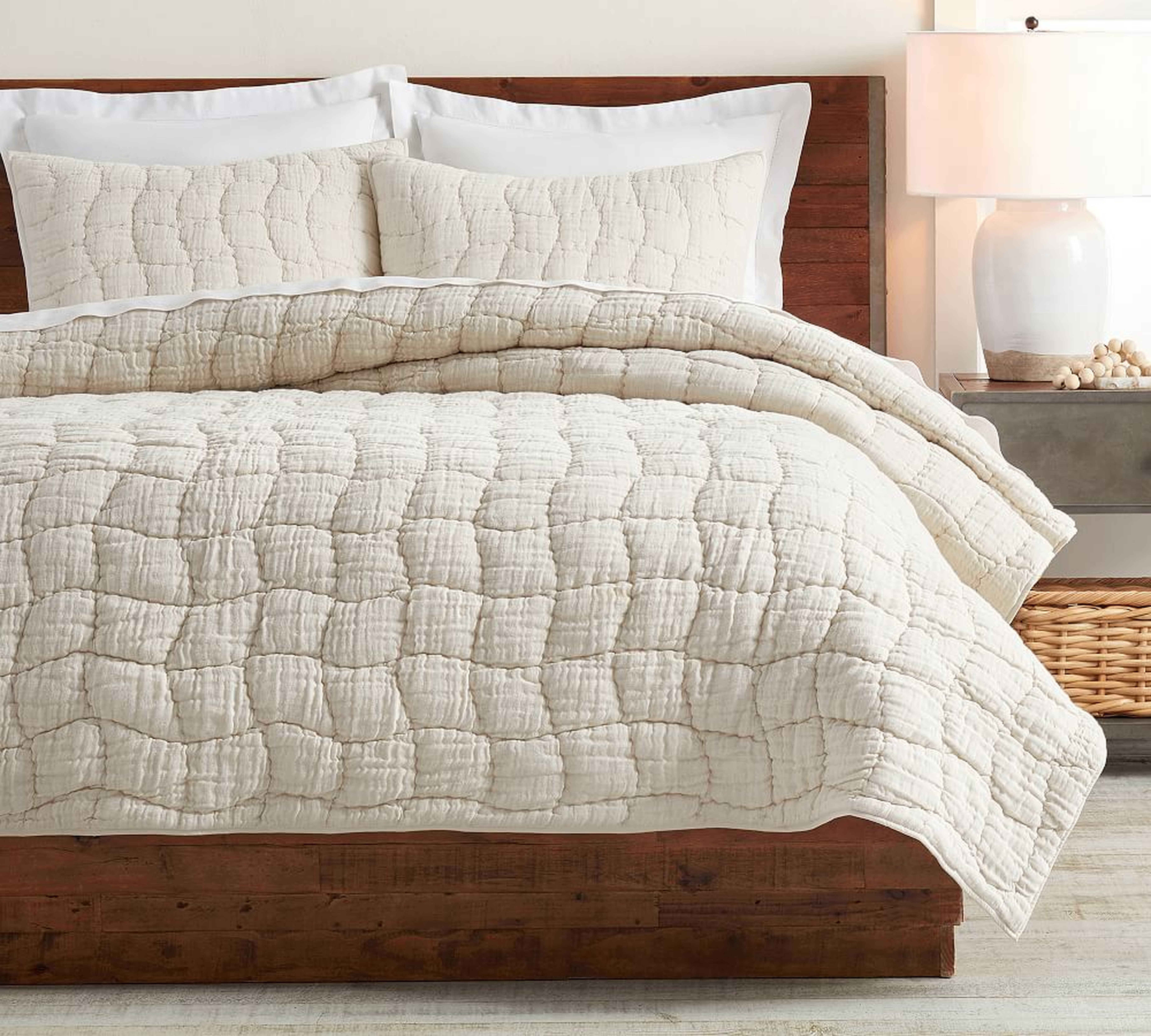 Flax Cloud Hancrafted Linen/Cotton Quilt, King/Cal. King - Pottery Barn