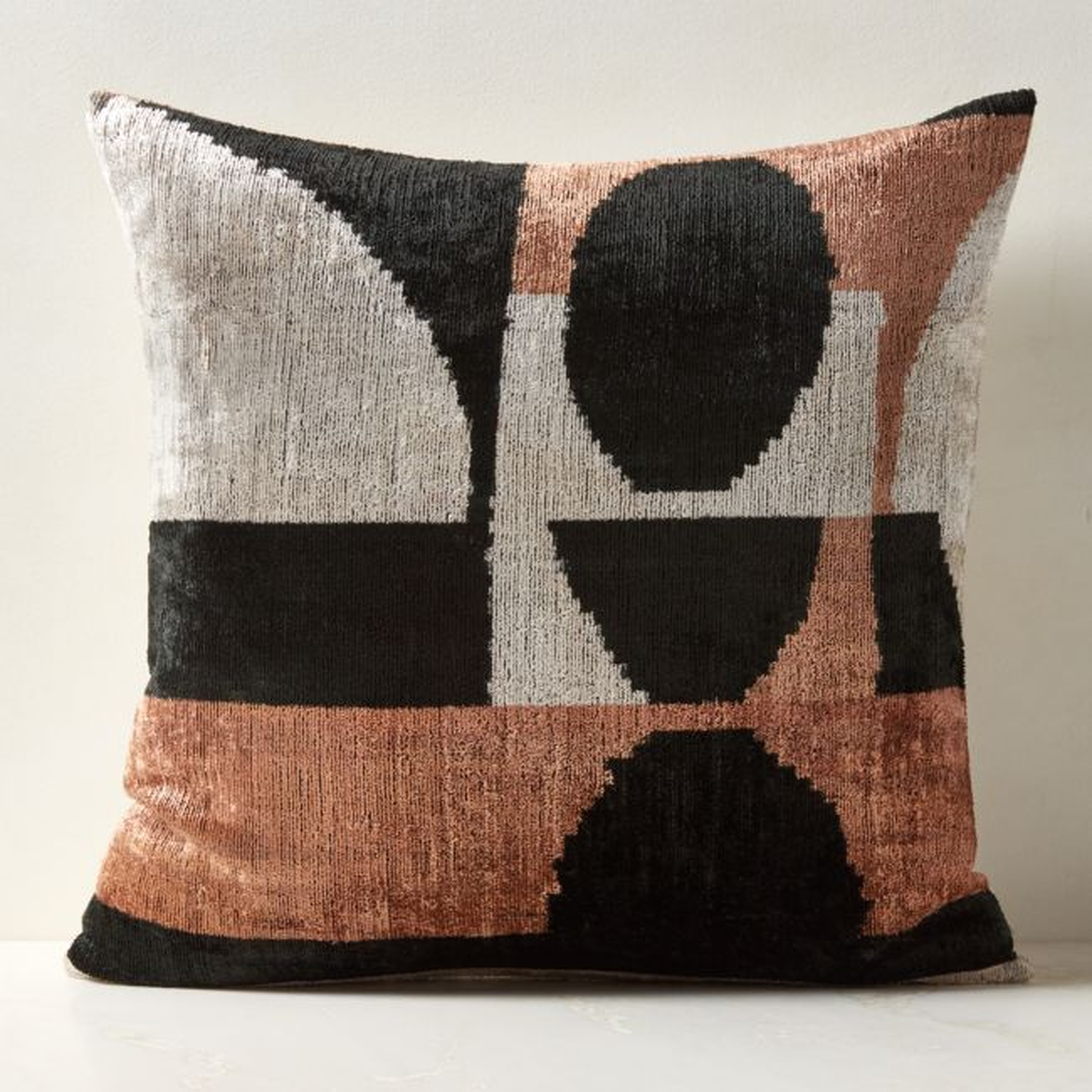 Transition Turkish Silk Throw Pillow with Feather-Down Insert 23"x23" - CB2