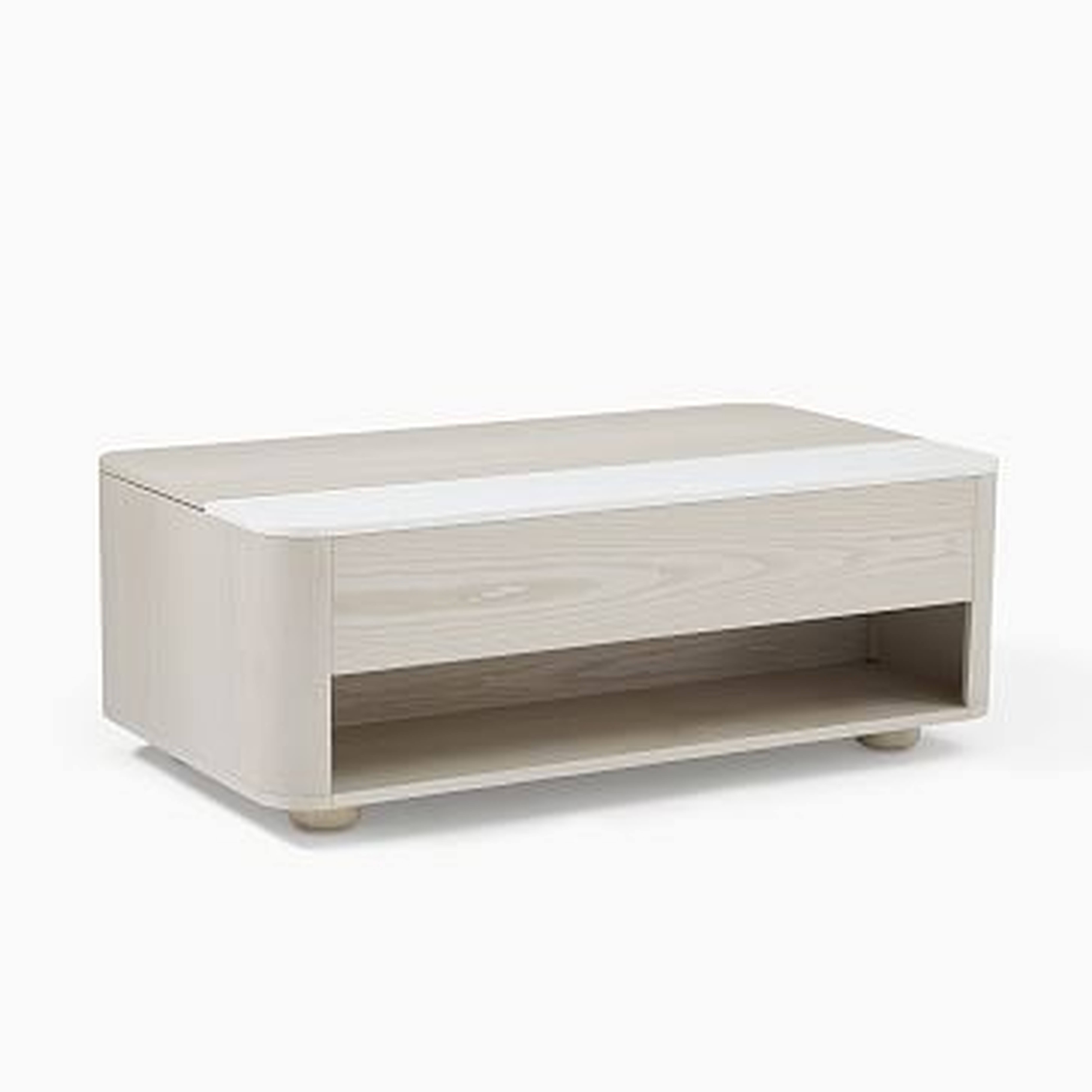 Panorama Pop-Up Storage Coffee Table, Feather Gray Marble - West Elm