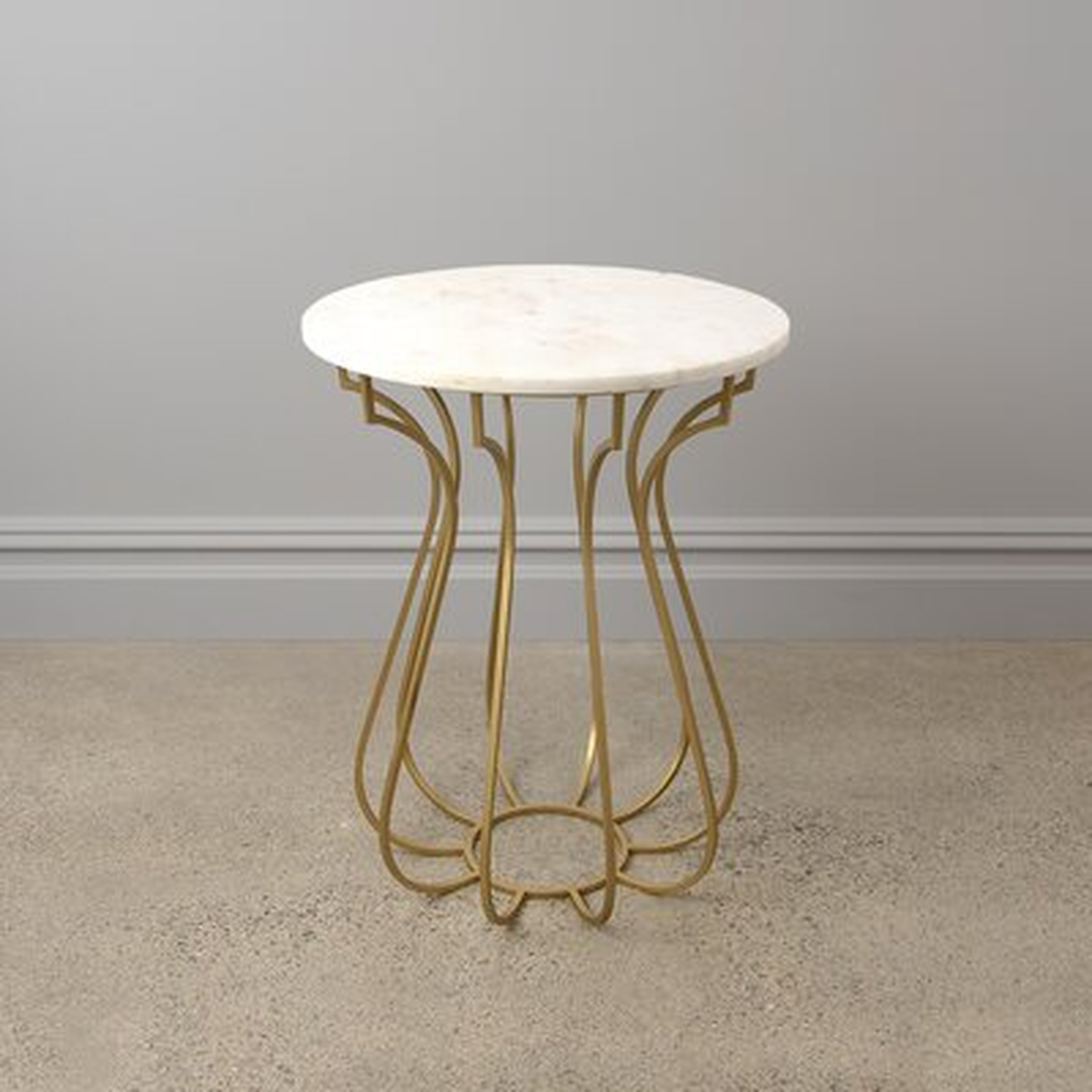 Northtrop Round Marble Side Table With Curved Metal Base - Wayfair