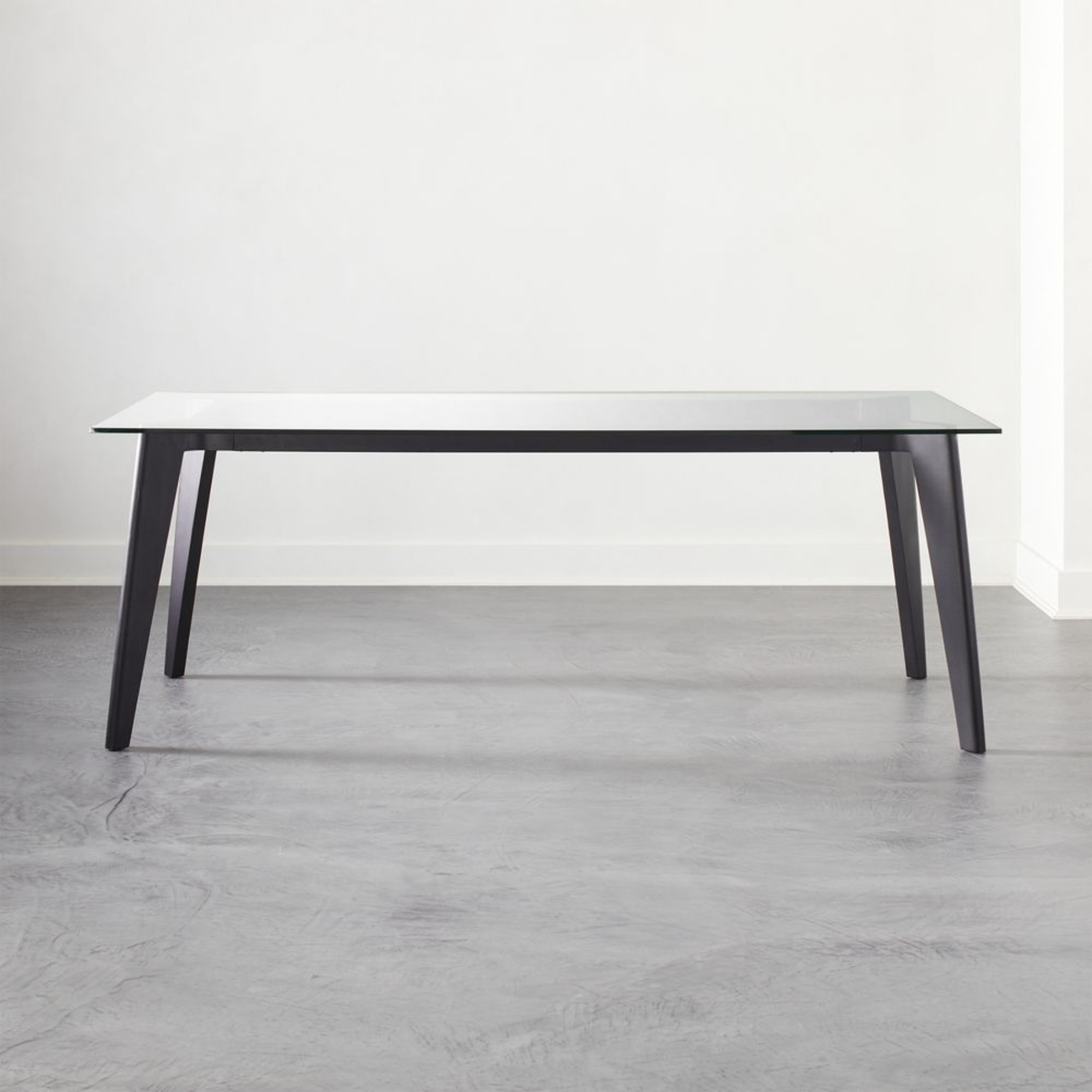 Harper Black Dining Table with Glass Top - CB2