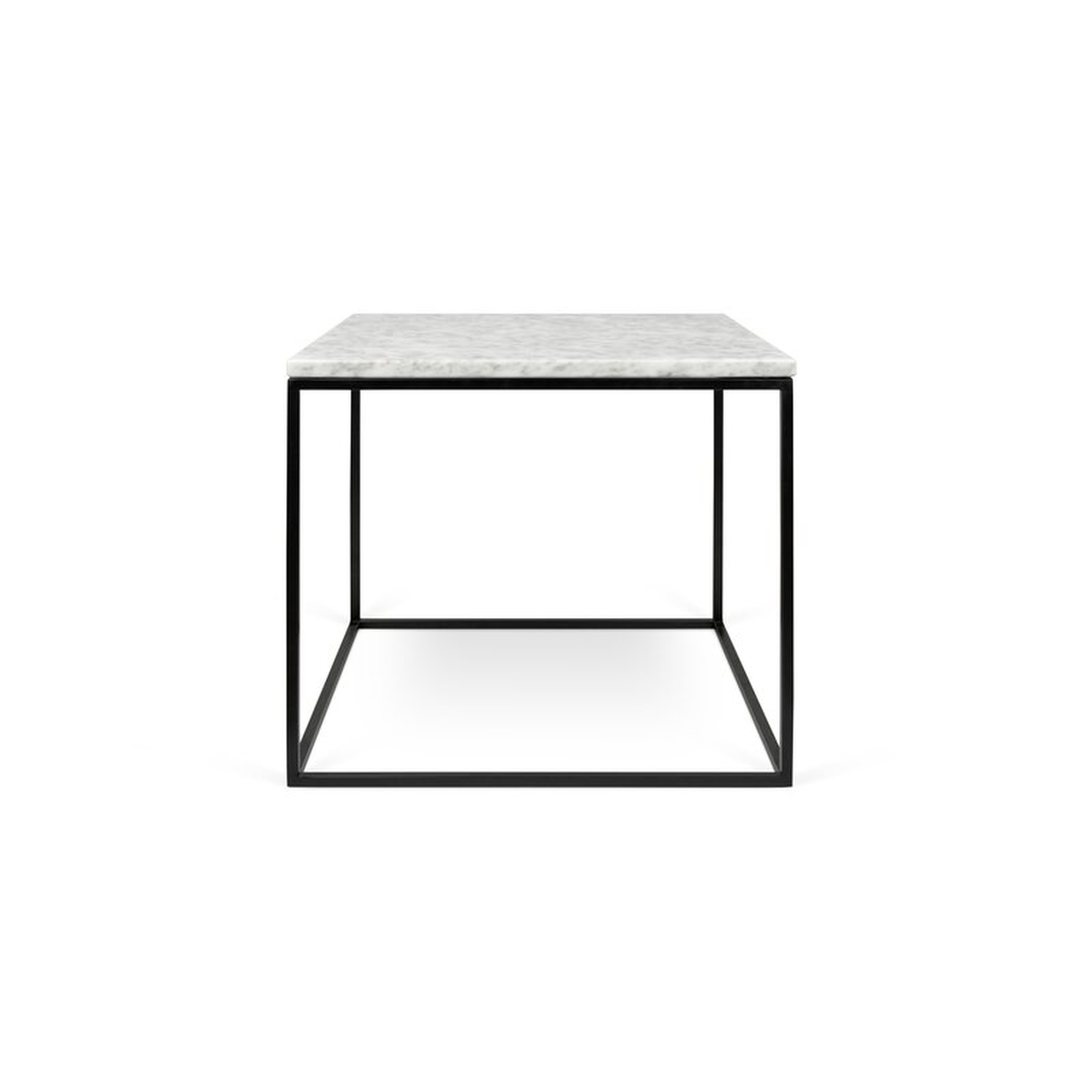 Gleam End Table Base Color: Black Lacquered Steel, Top Color: White Marble - Perigold