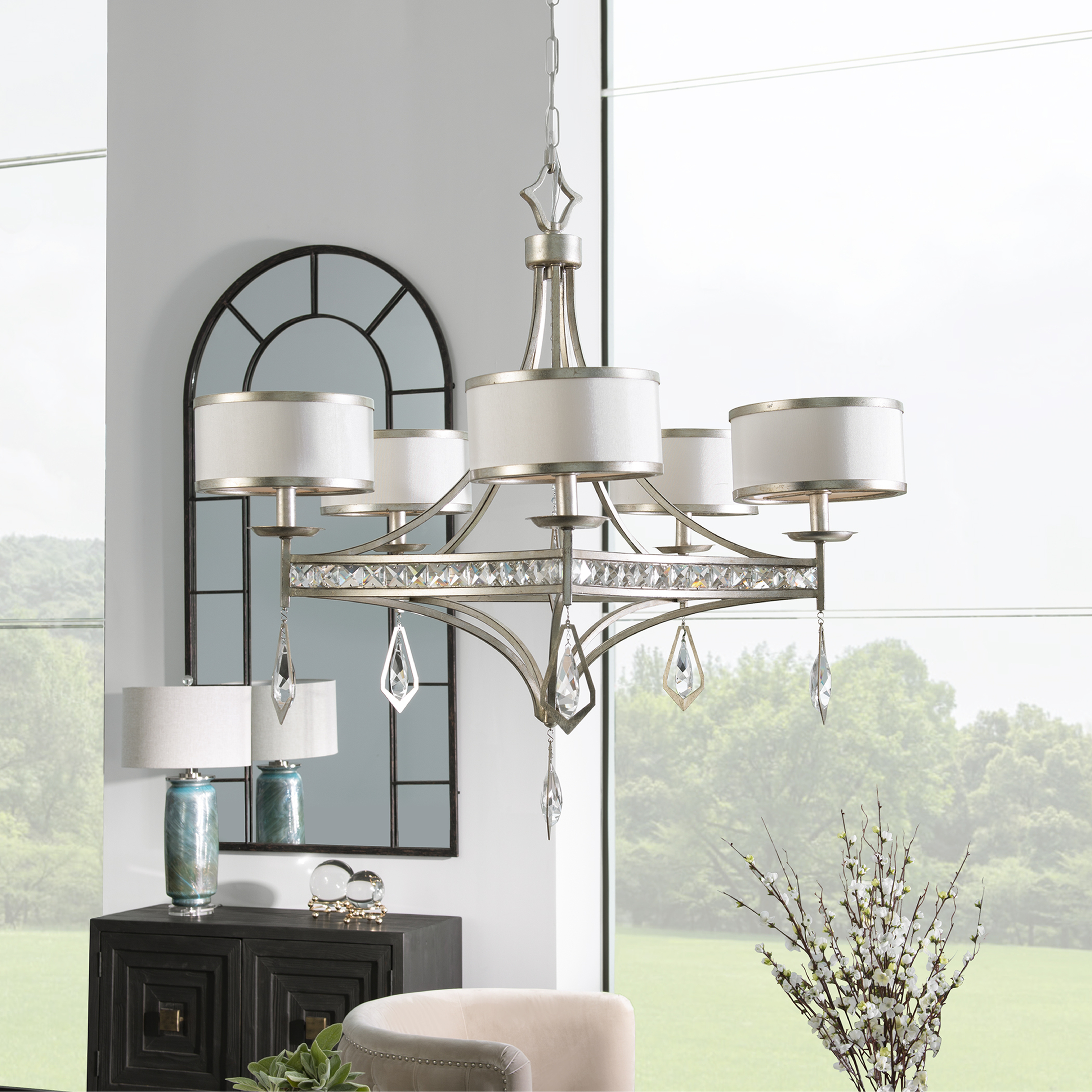 Tamworth 5 Light Silver Champagne Chandelier - Uttermost