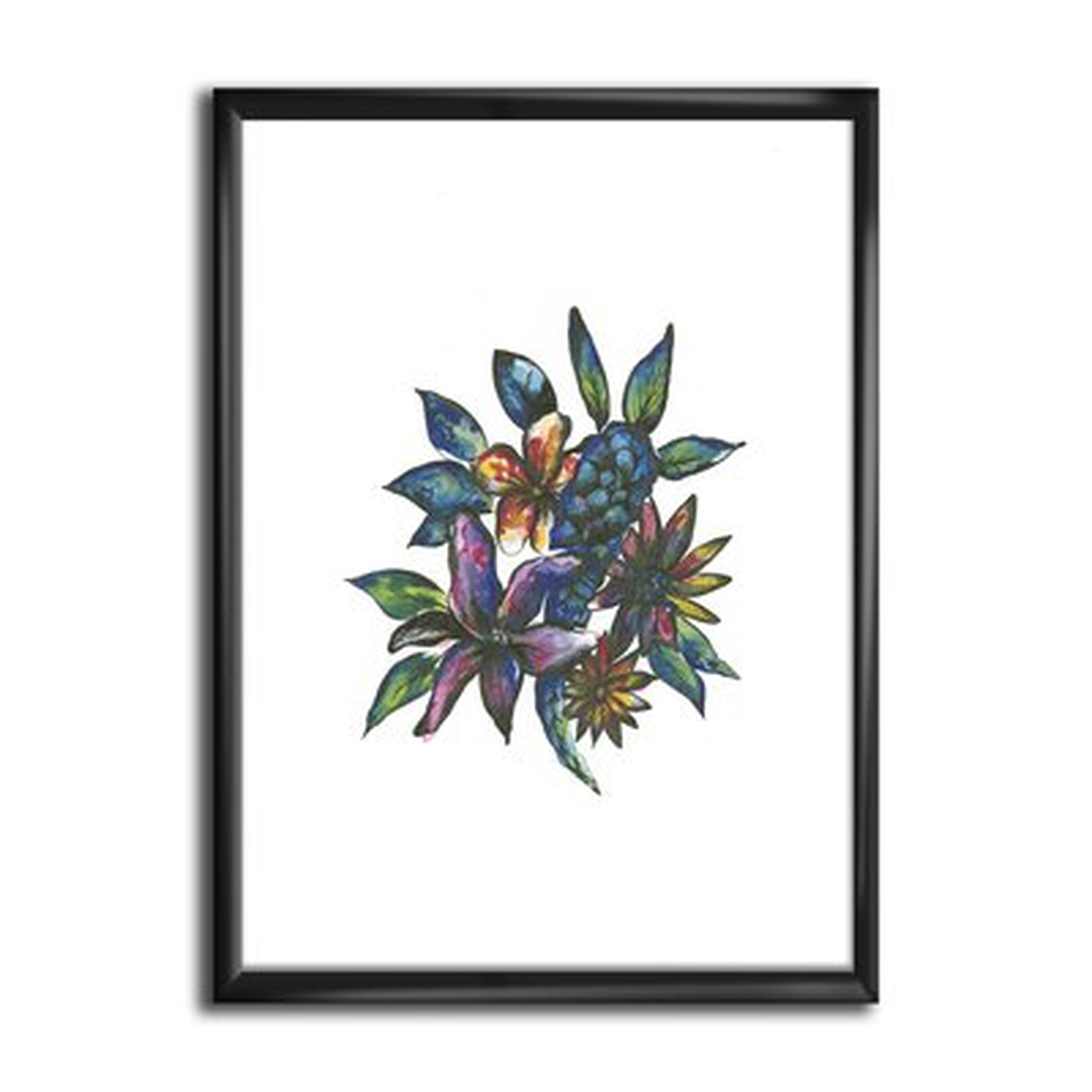 'Tropical Flowers' - Picture Frame Print on Canvas - Wayfair