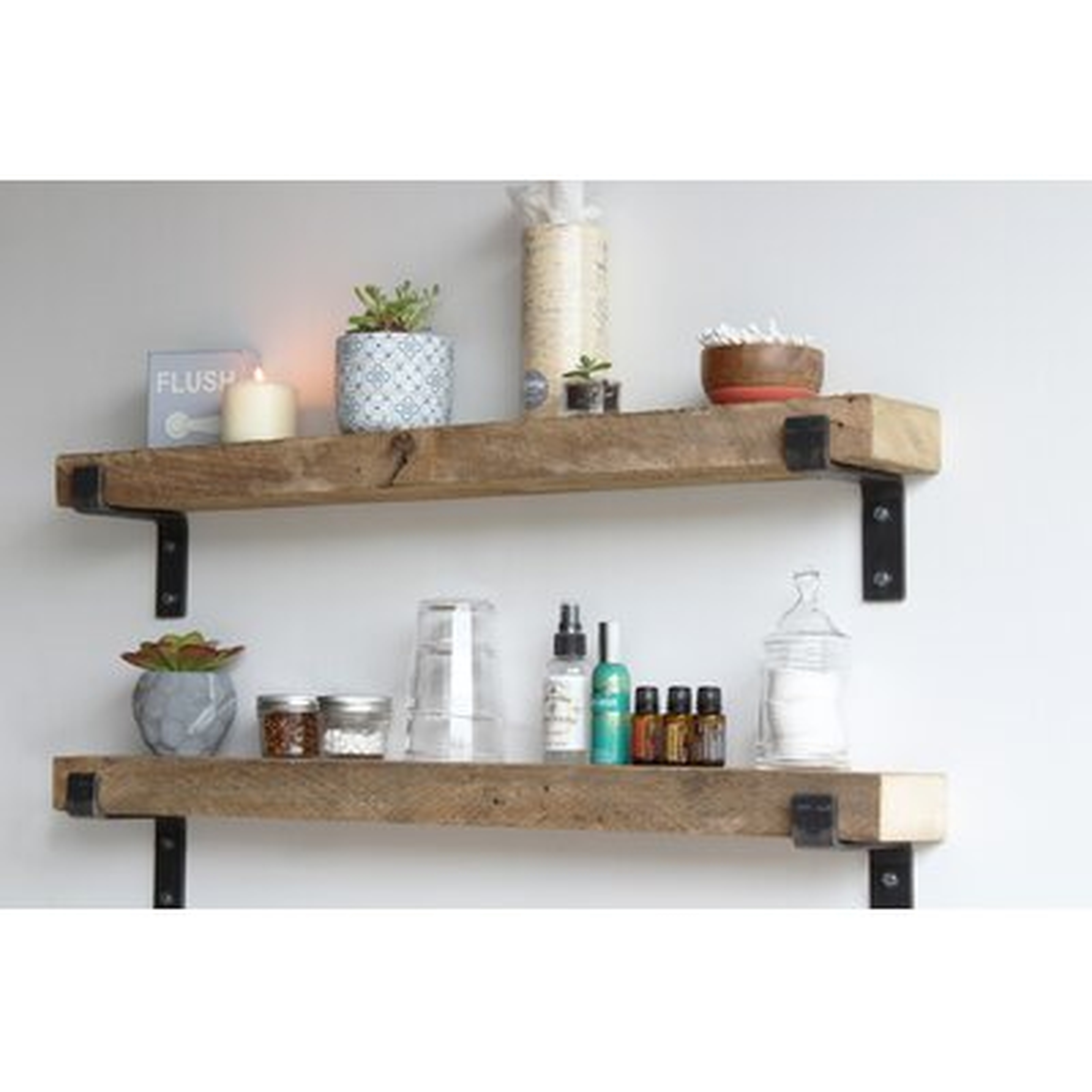 Brennon 2 Piece Solid Wood Accent Shelf with Reclaimed Wood (Set of 2) - Wayfair