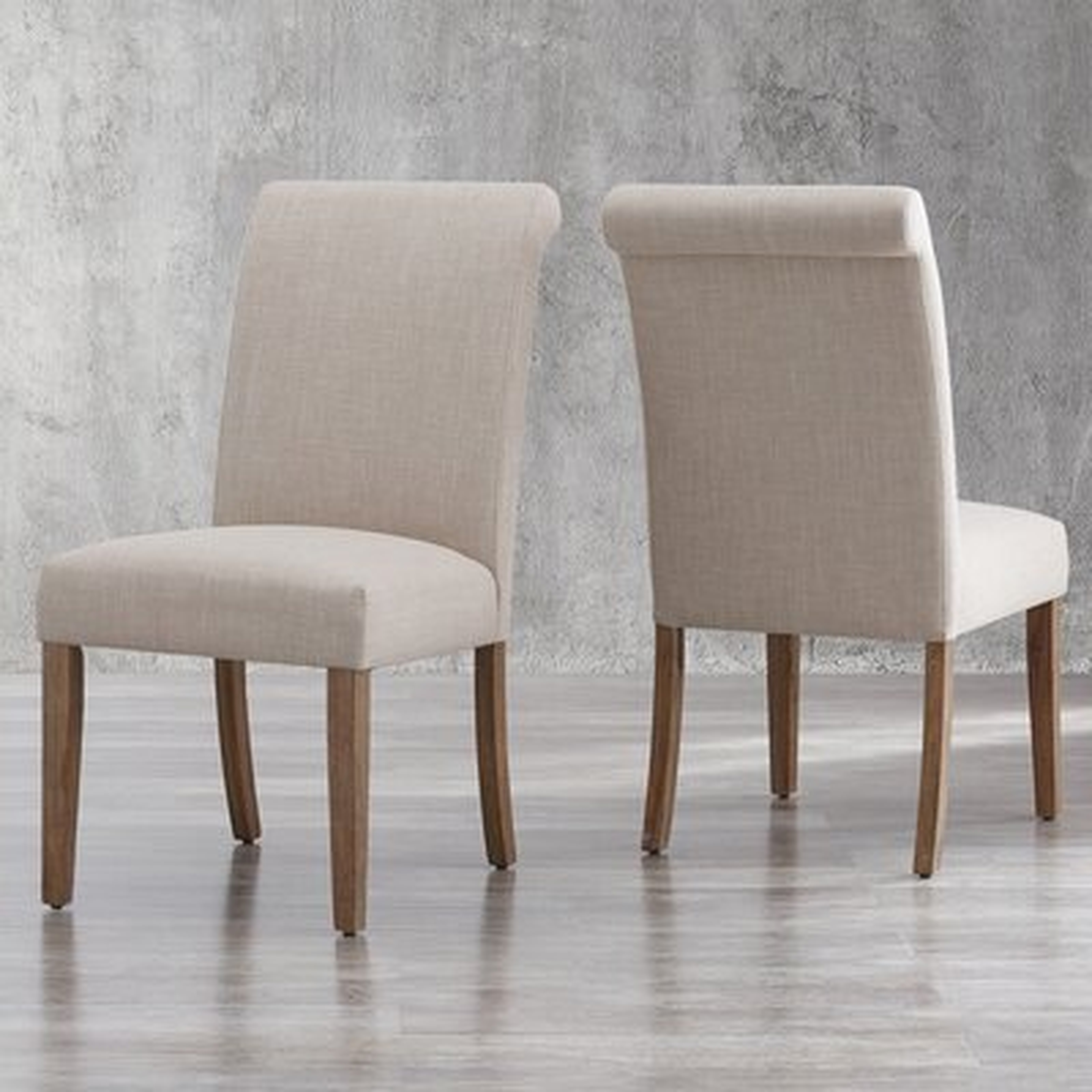 Abbate Linen Upholstered Dining Chair in Beige (Set of 2) - Wayfair