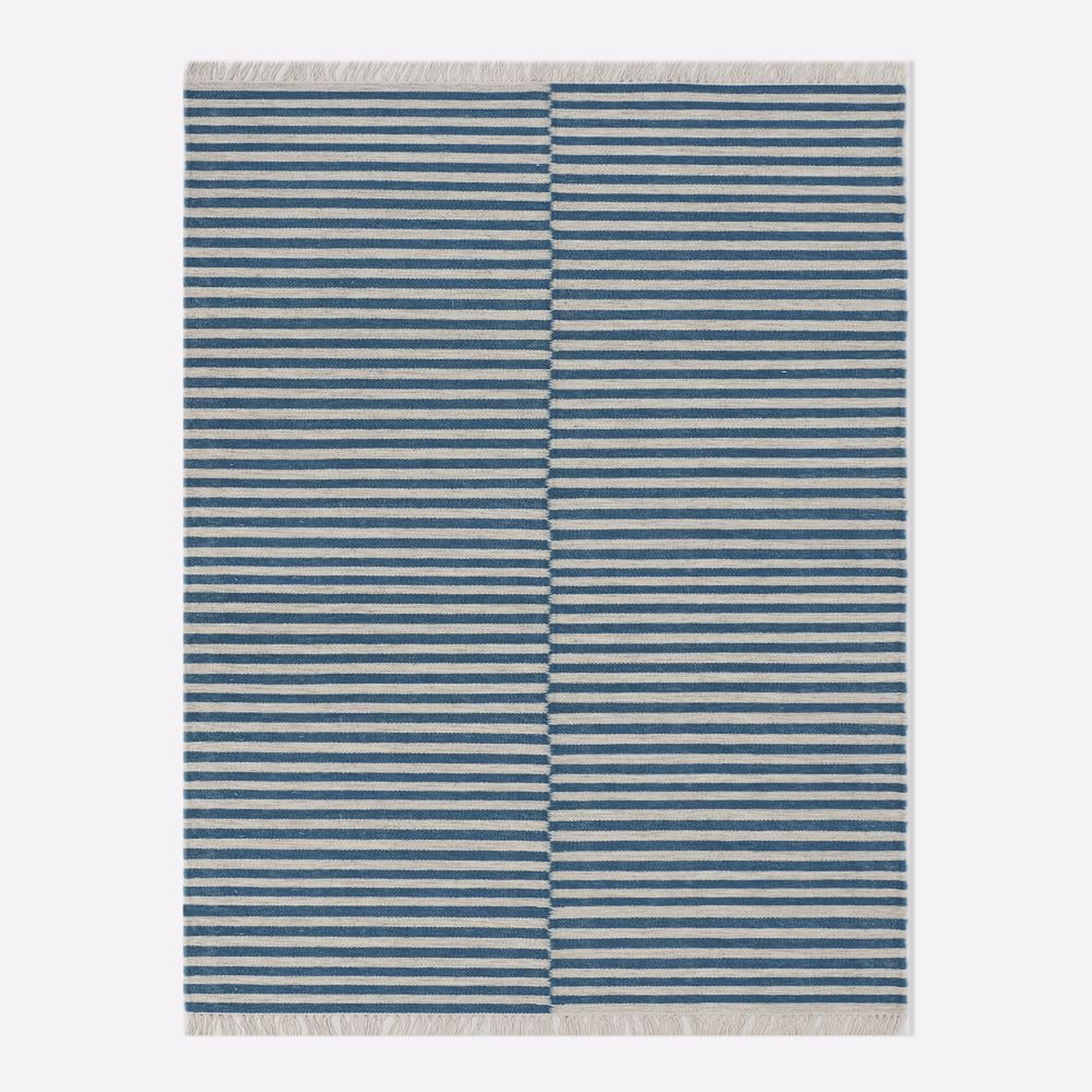 Staggered Stripe Rug, 8x10, Blue Teal - West Elm