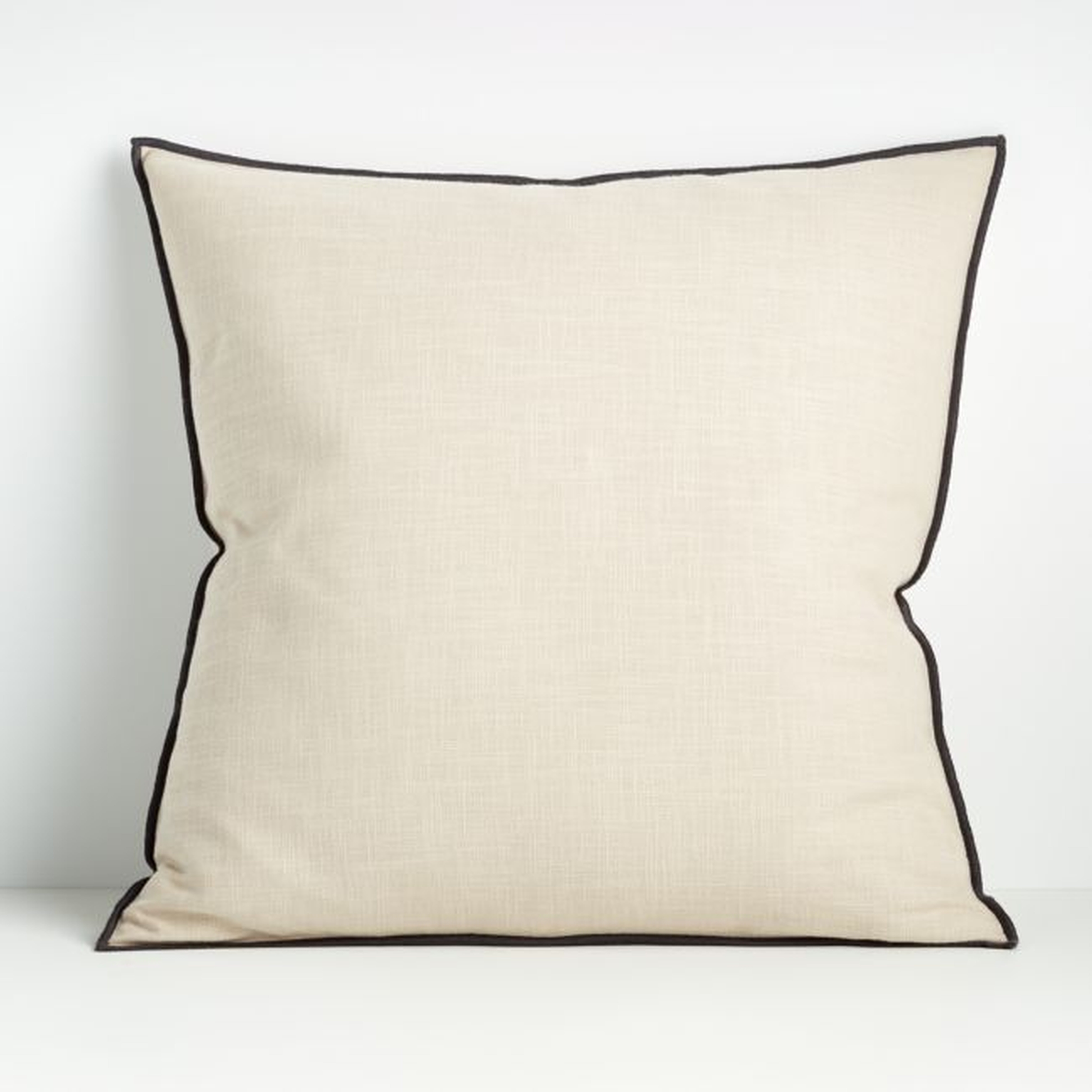 Merrow Stitch Cotton Pillow with Down-Alternative Insert, Moonbeam, 23" x 23" - Crate and Barrel