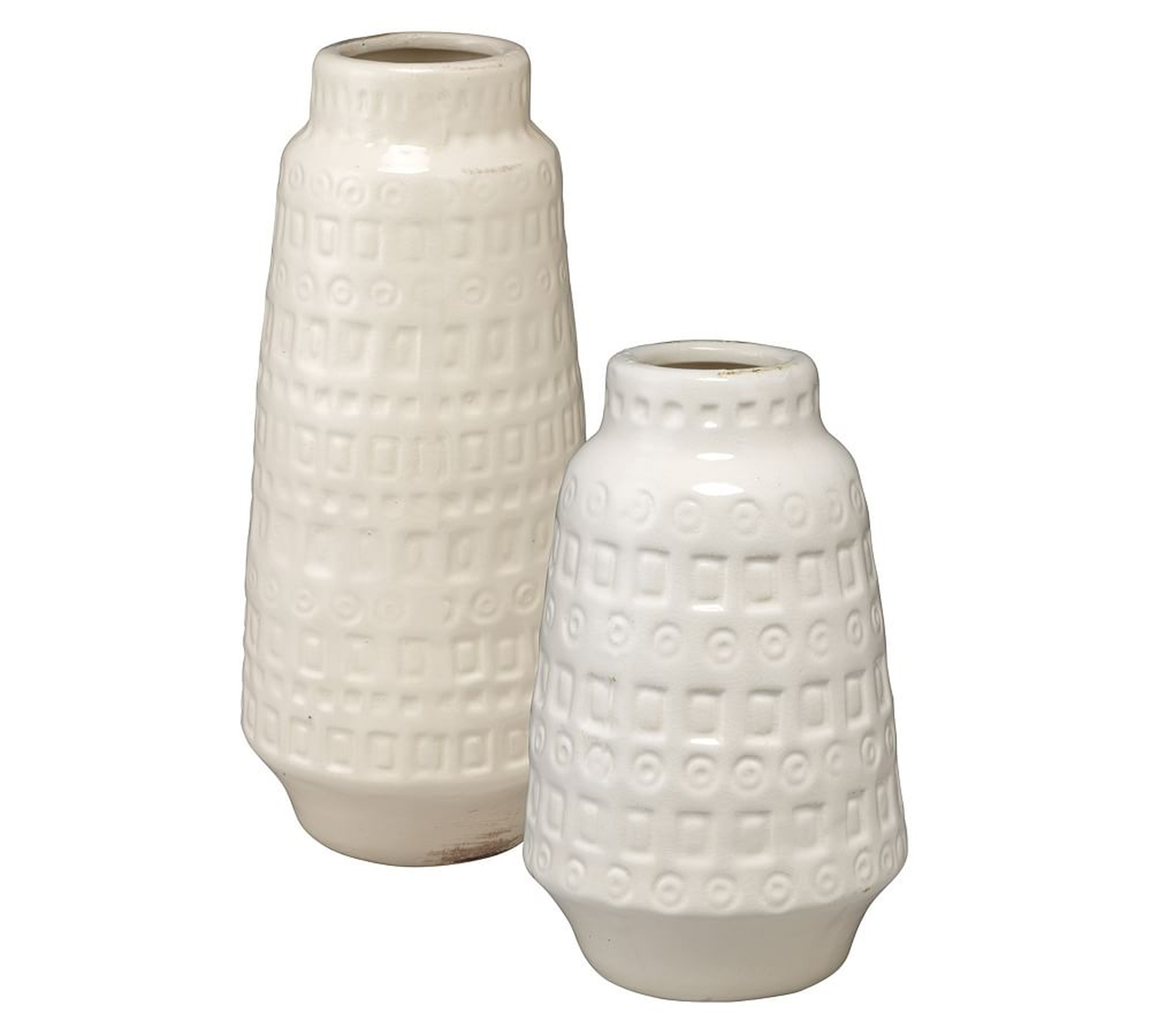 Quentin White Ceramic Vessels, Set Of 2 - Pottery Barn