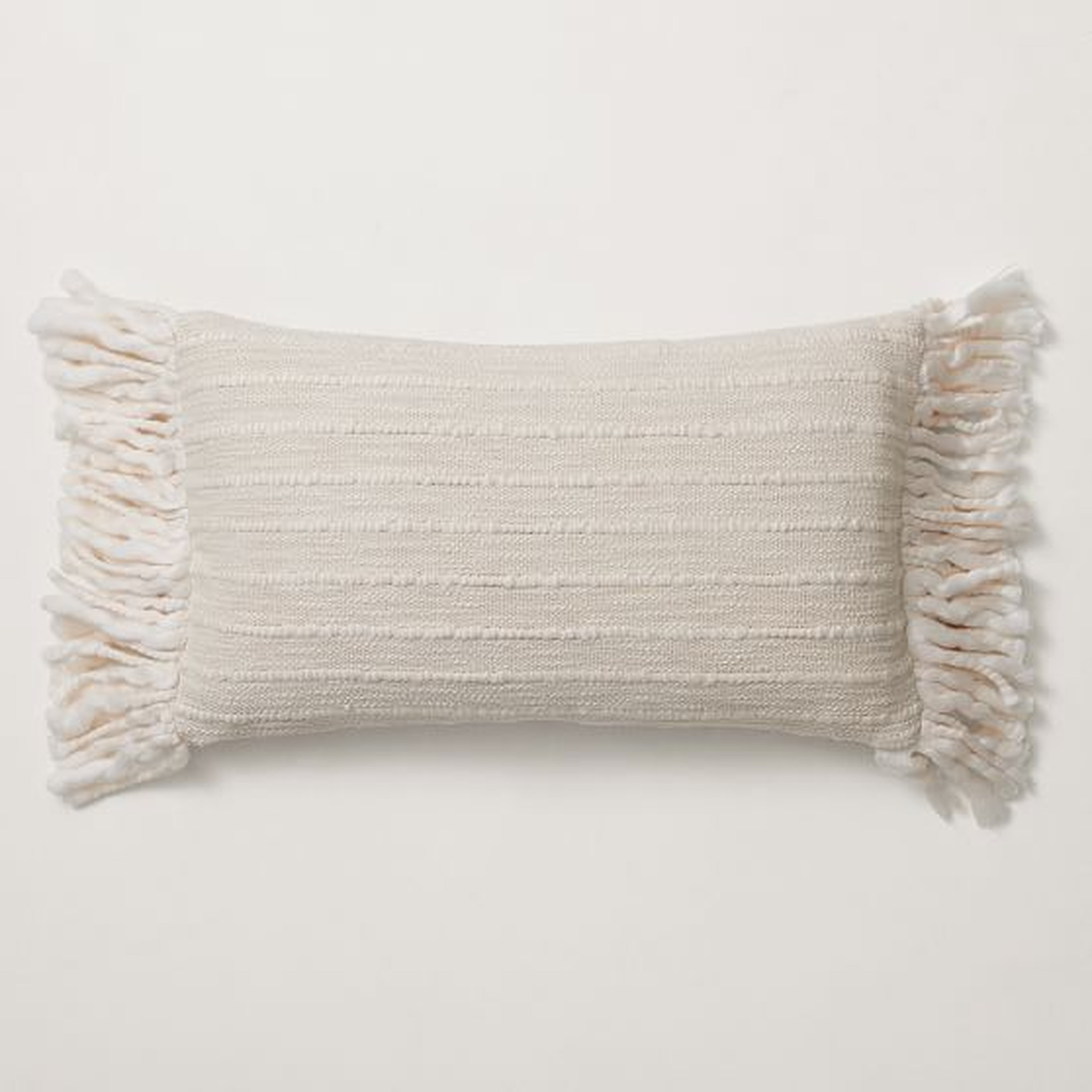 Soft Corded Chunky Fringe Pillow Cover, 12"x21", Natural Canvas - West Elm