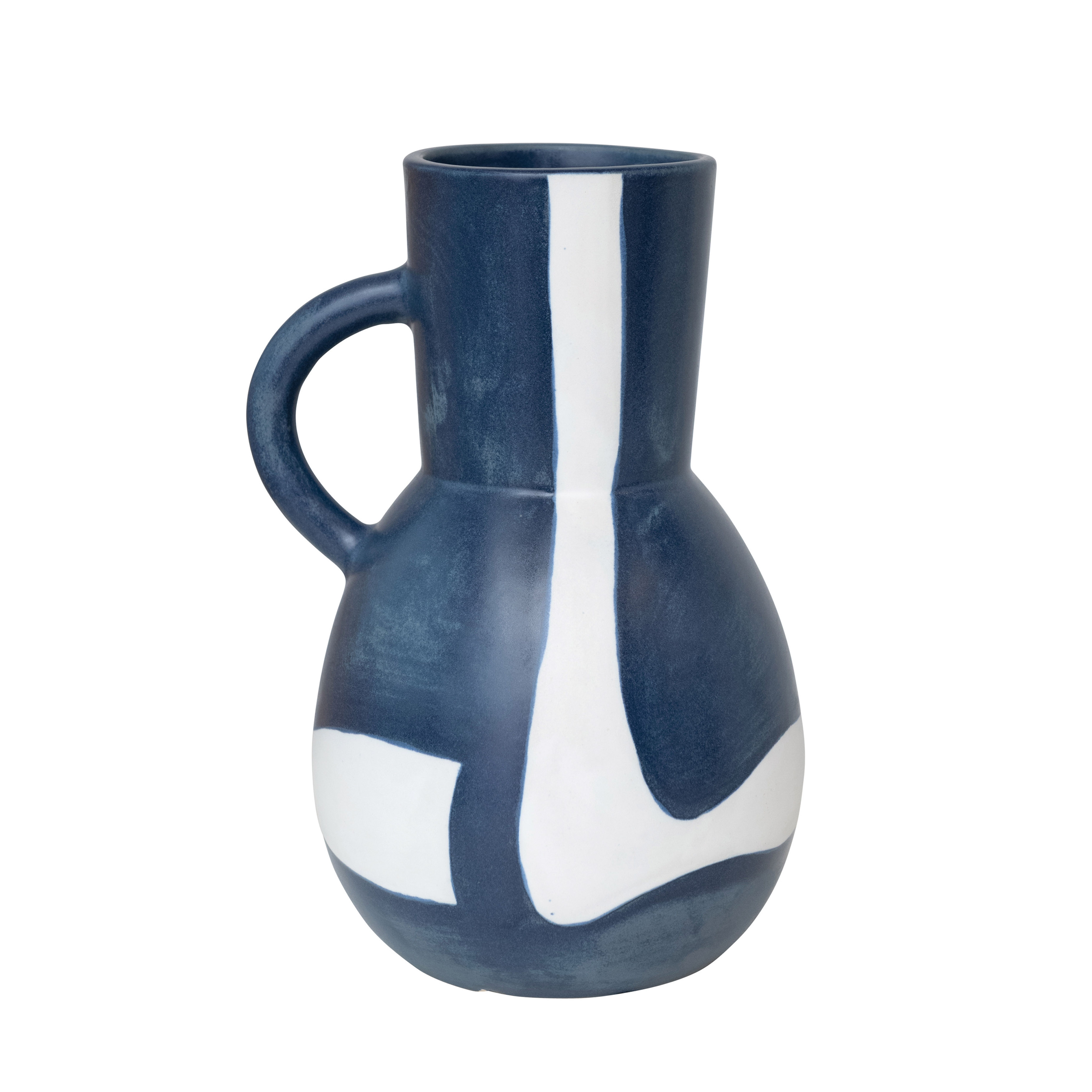  Decorative Stoneware Vase with Abstract Design, Blue and White - Creative Co-Op