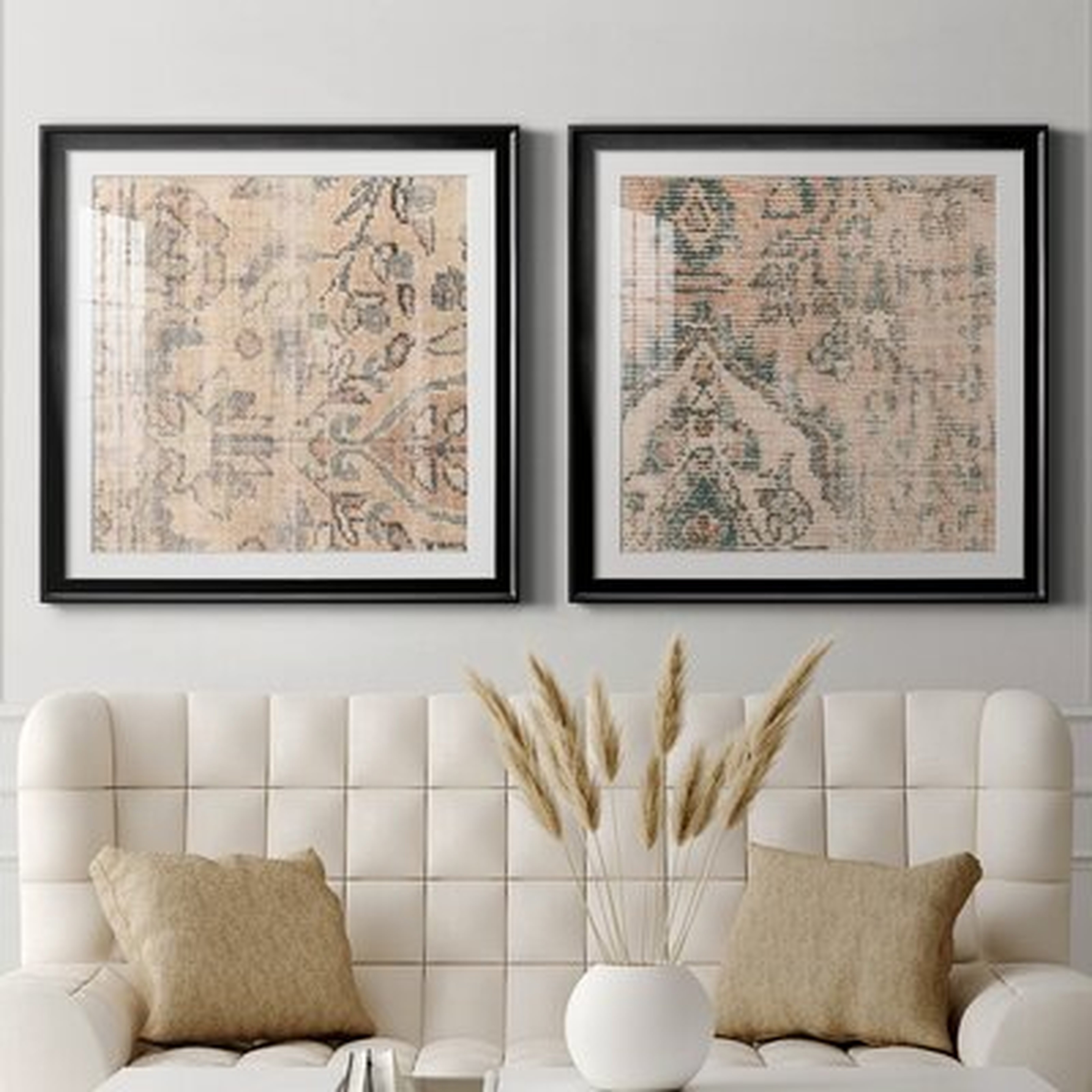 Faded Textile I-Framed Gallery Wrapped Canvas - Ready To Hang (2 piece) - Wayfair