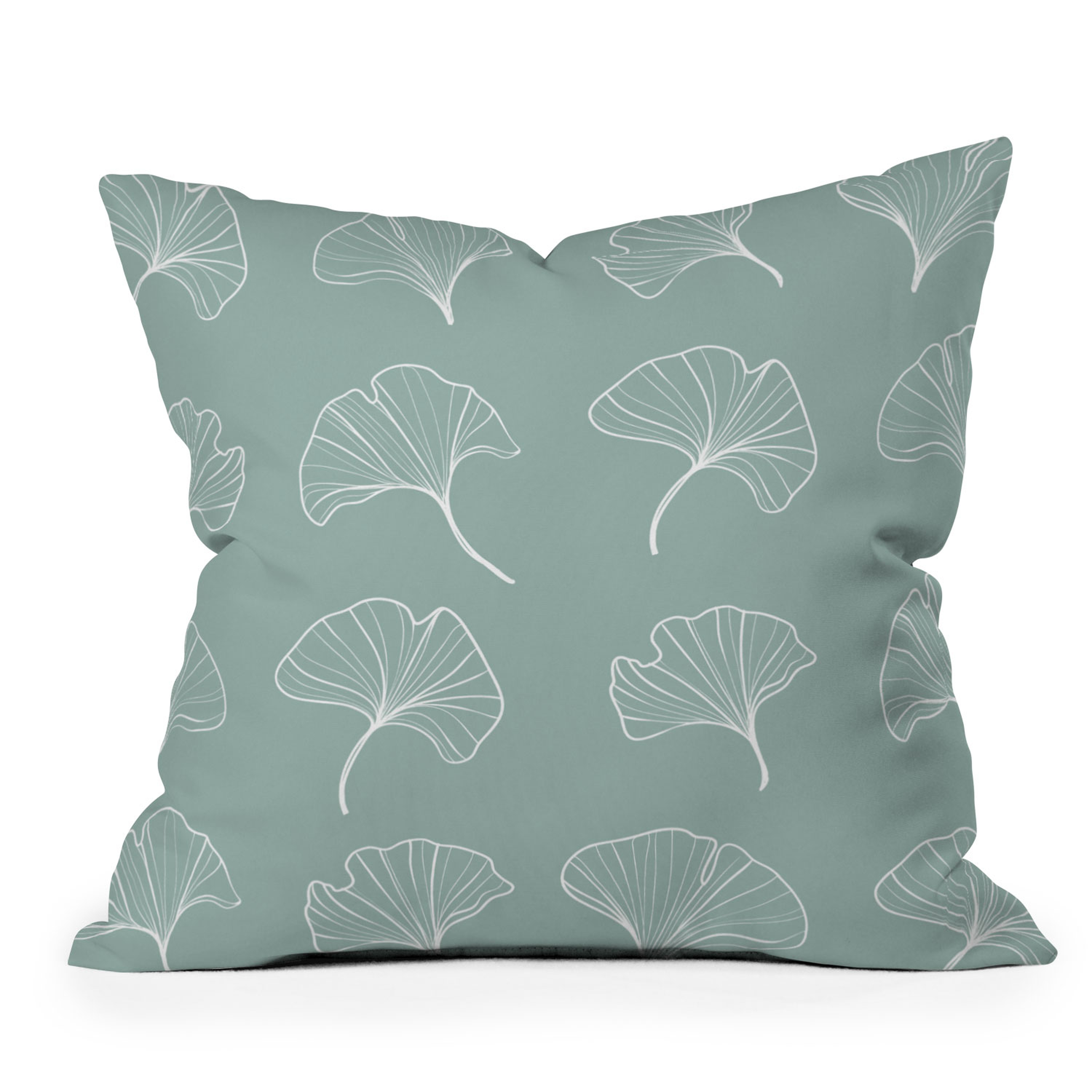 Teal Ginkgo Leaves by Kelly Haines - Outdoor Throw Pillow 20" x 20" - Wander Print Co.