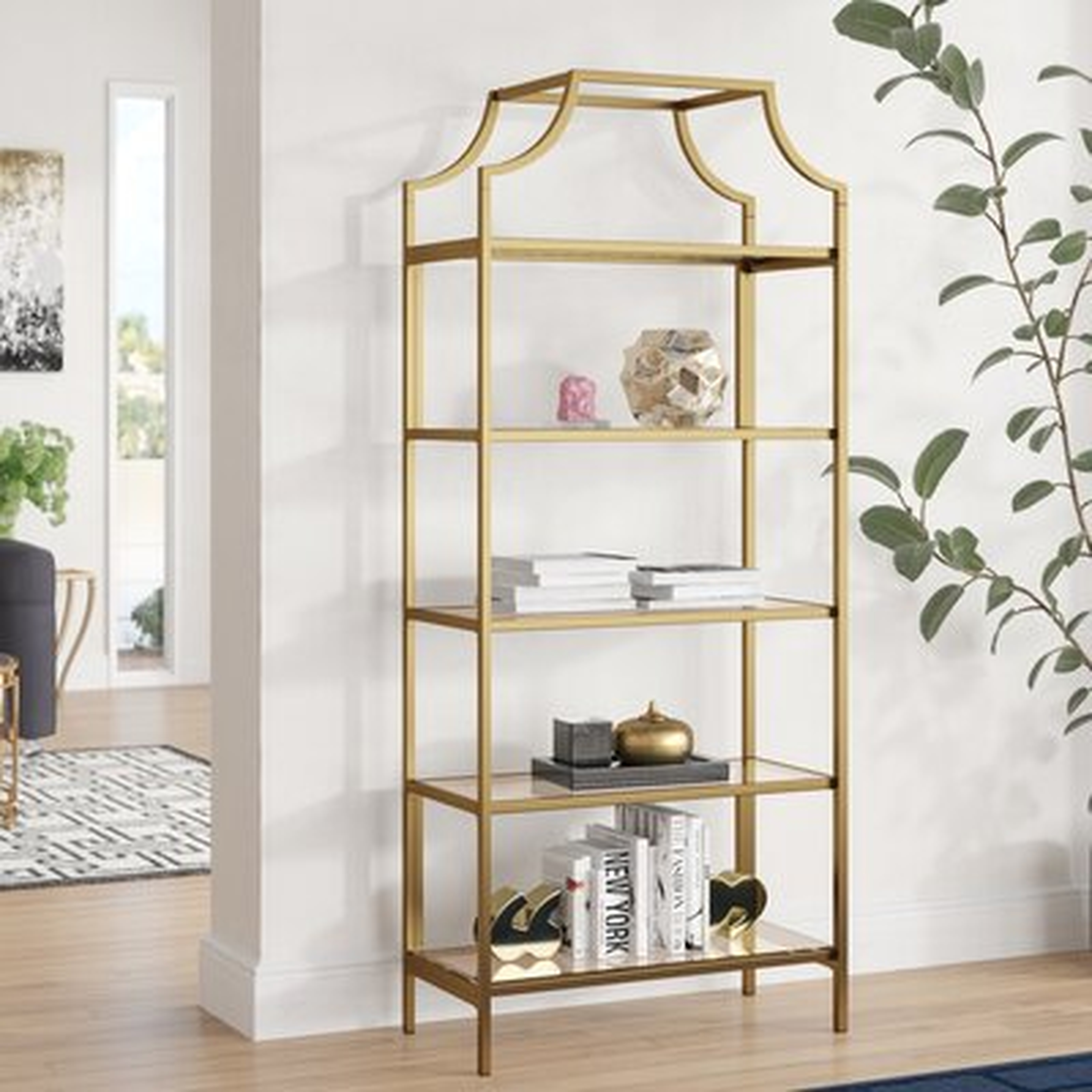 Chiasson Metal Etagere Bookcase, Gold - Wayfair