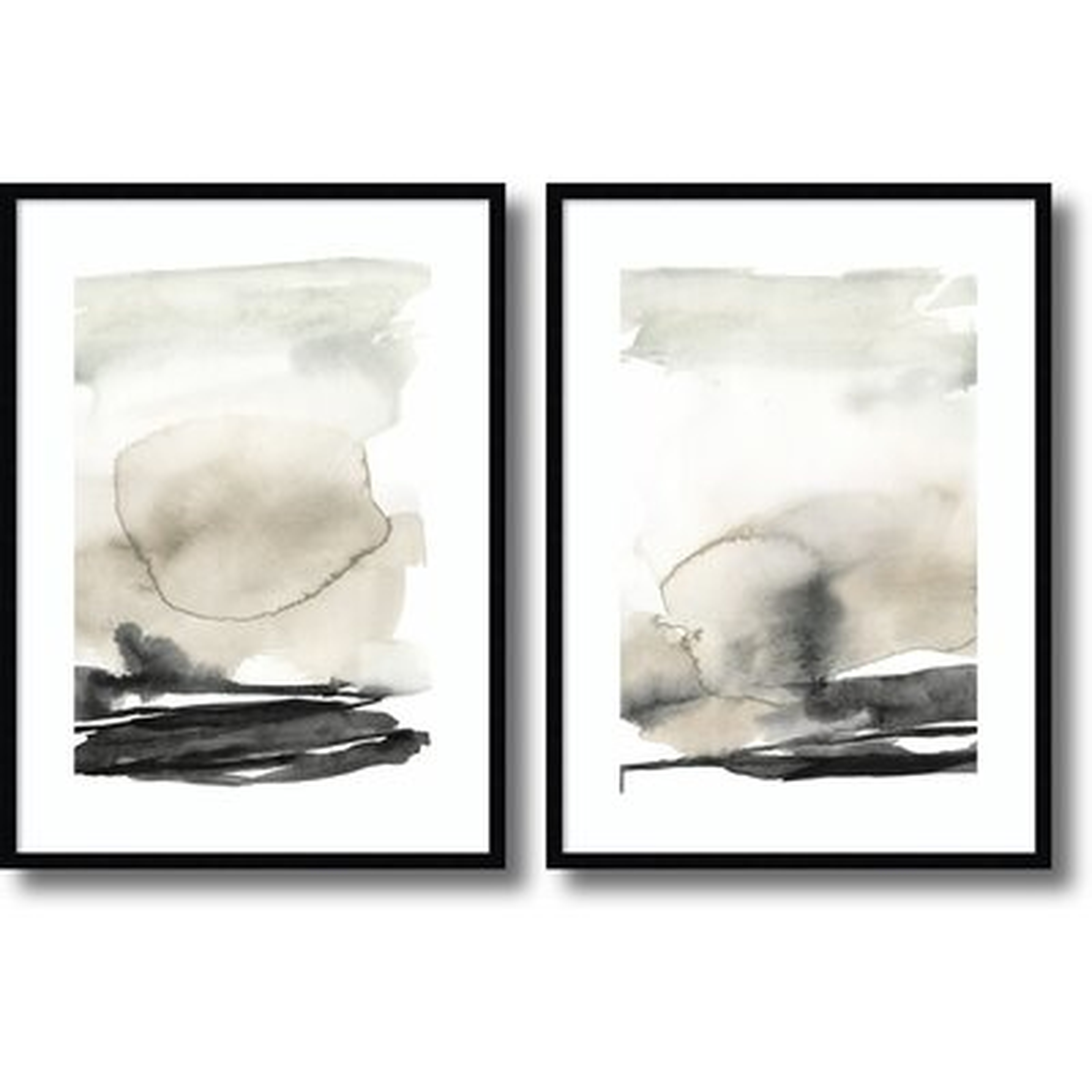 Framed Art Print 'Ebony Horizon Triptych  - Set Of 2' By Jennifer Goldberger - Wayfair