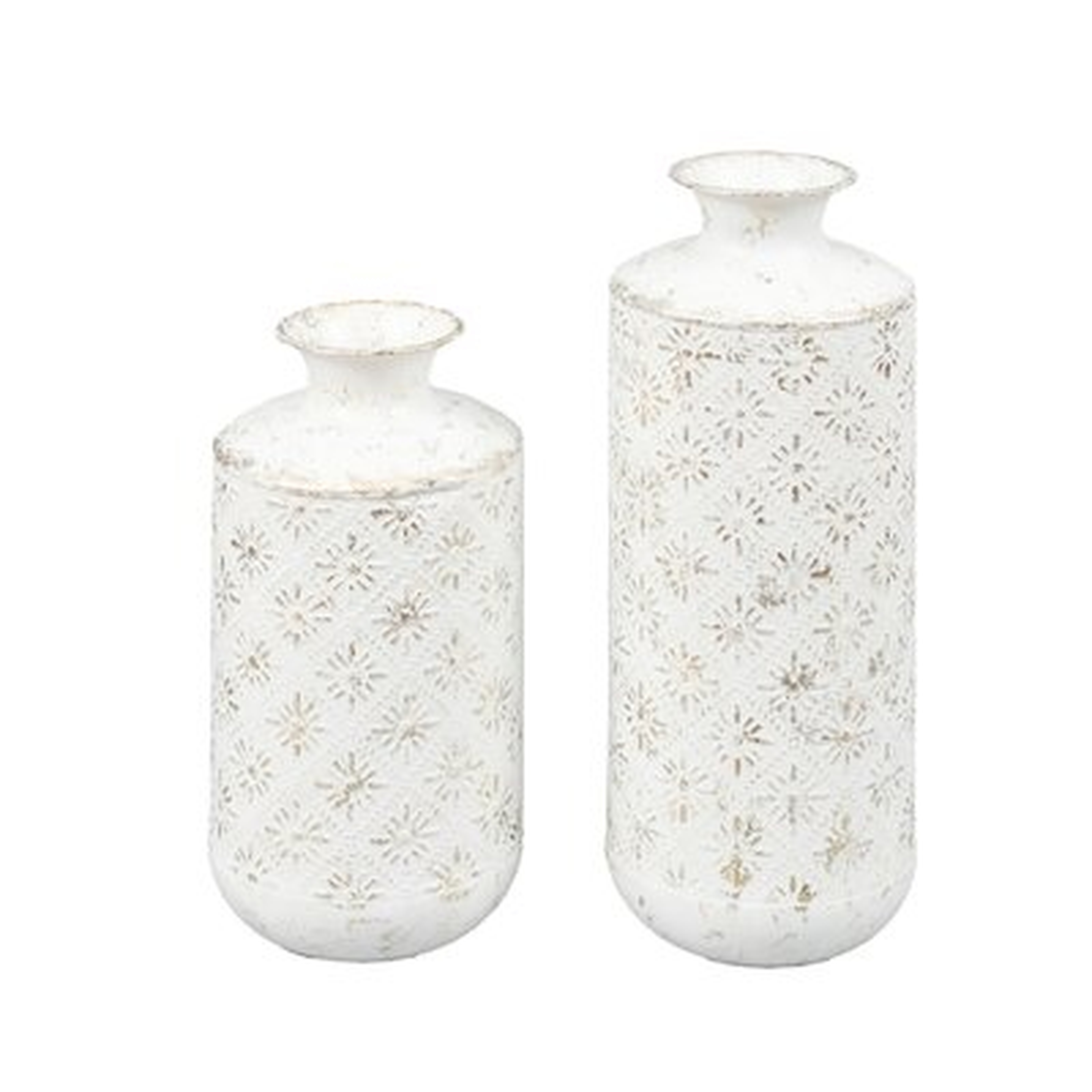 White Stamped Metal Vases, Set of 2 - Wayfair