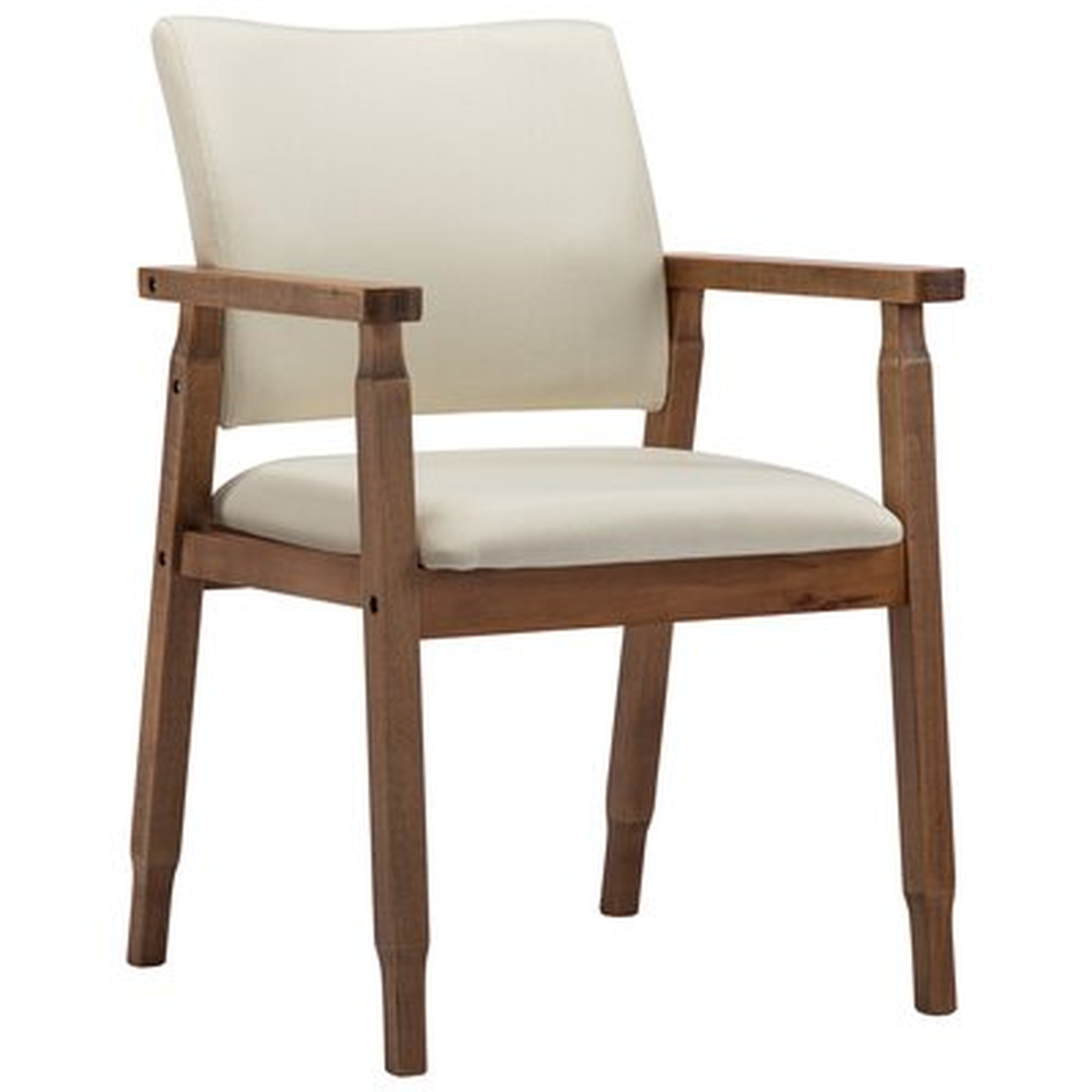 Mid-century Fabric Upholstered Arm Chair, Dining Chair, Beige, Set Of 1 - Wayfair