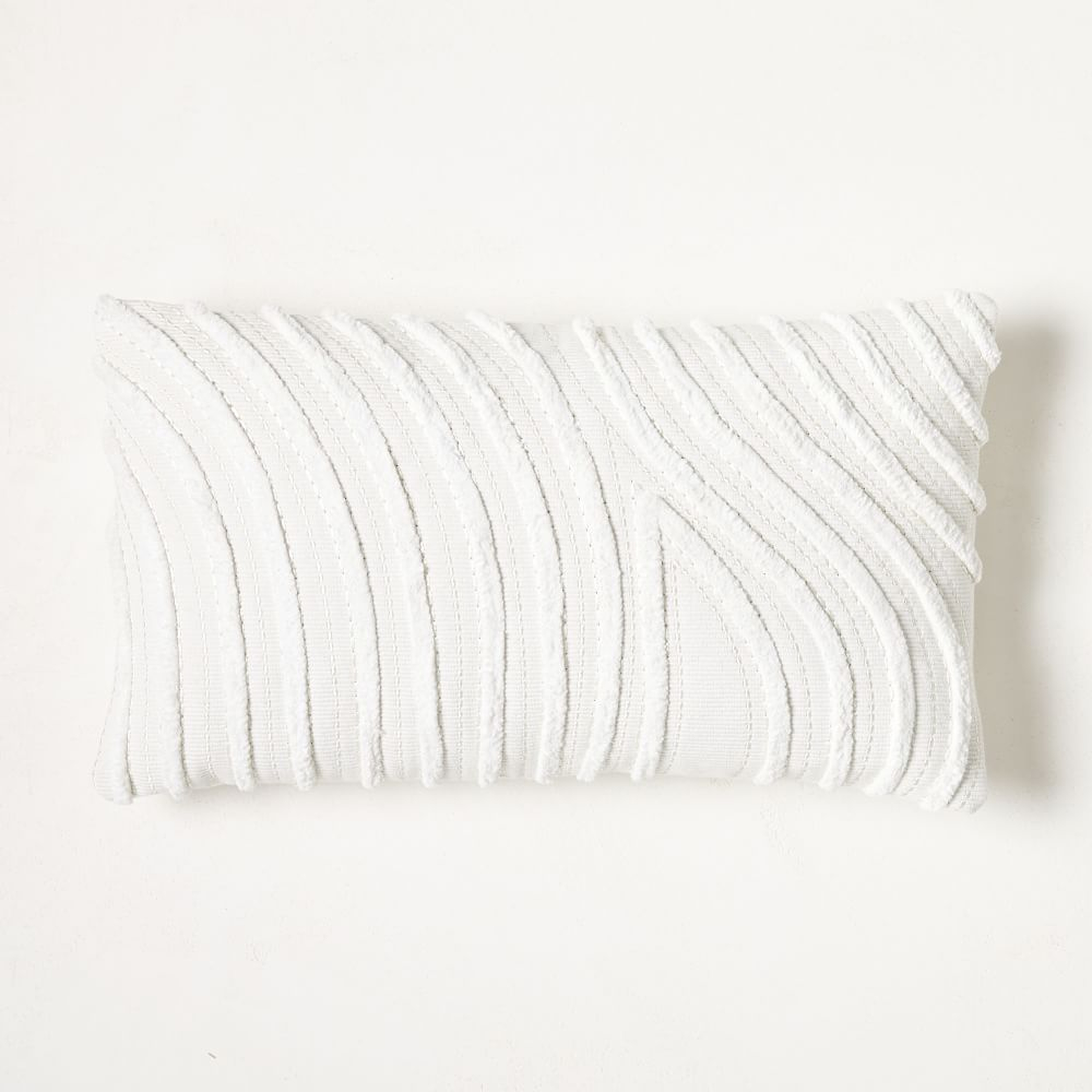 Textured Waves Pillow Cover, 12"x21", White - West Elm