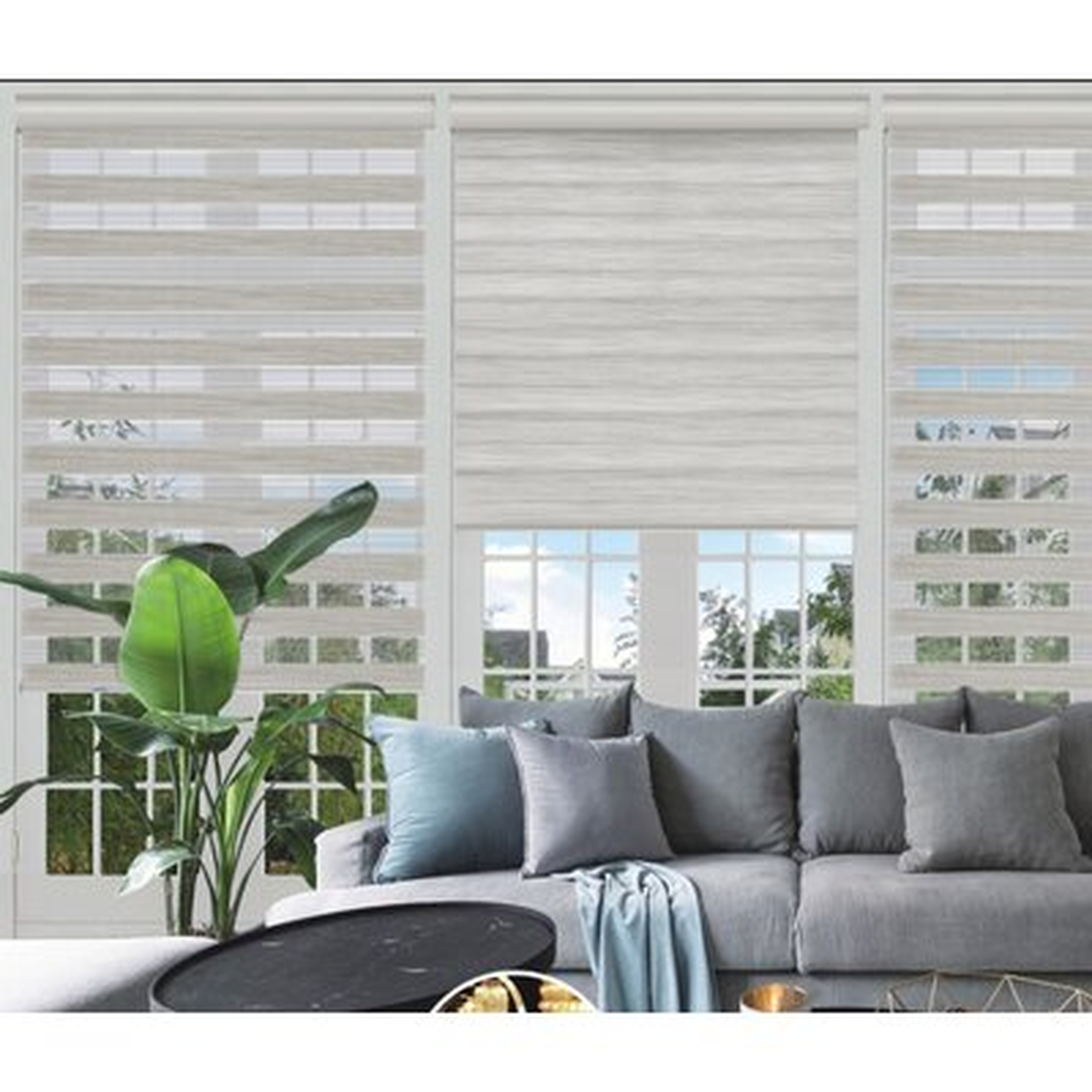 Wood-look Cordless Day & Night Semi-Sheer Roller Shade - Wayfair