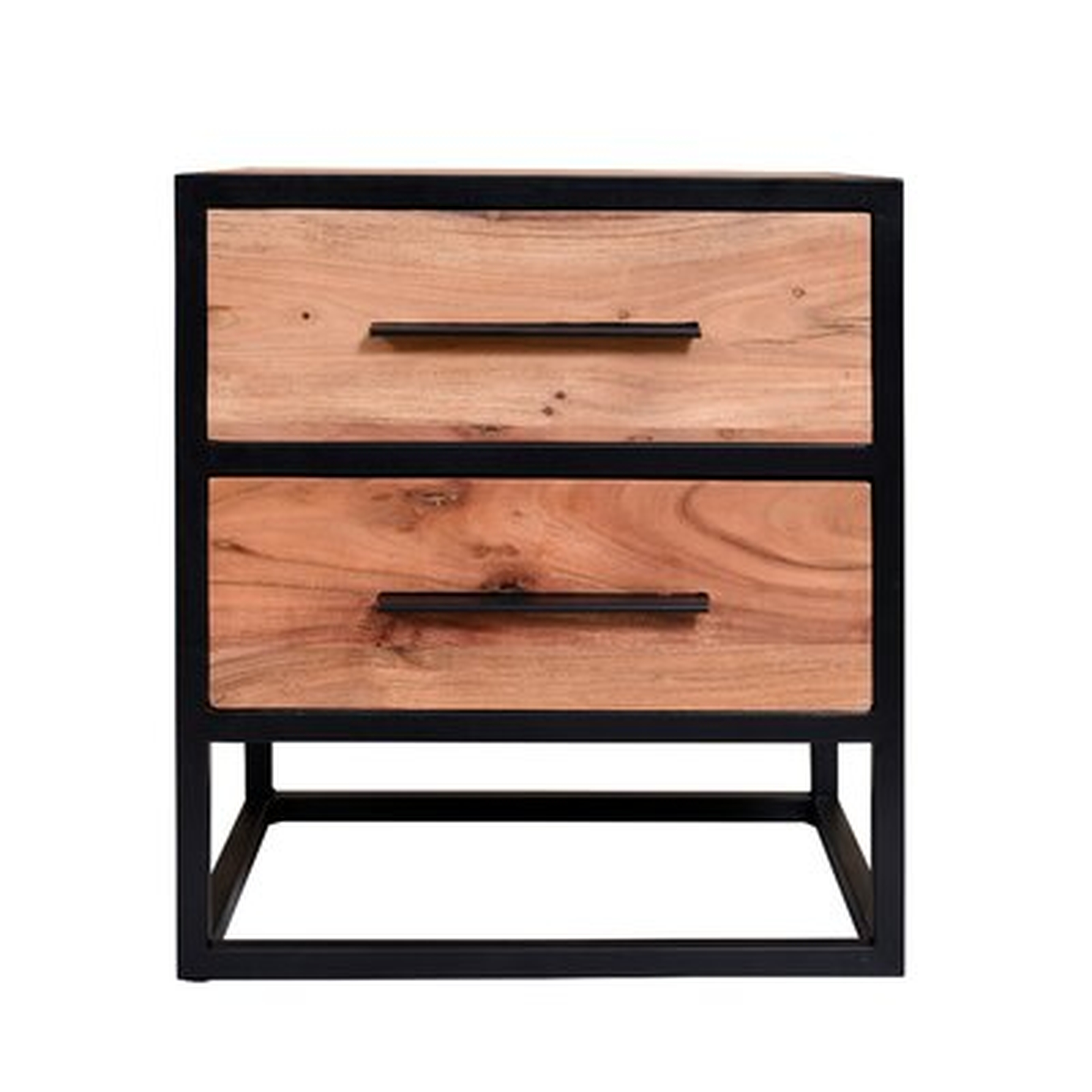 2 Drawer Industrial Wooden Accent Storage Nightstand With Metal Frame, Brown And Black - Wayfair