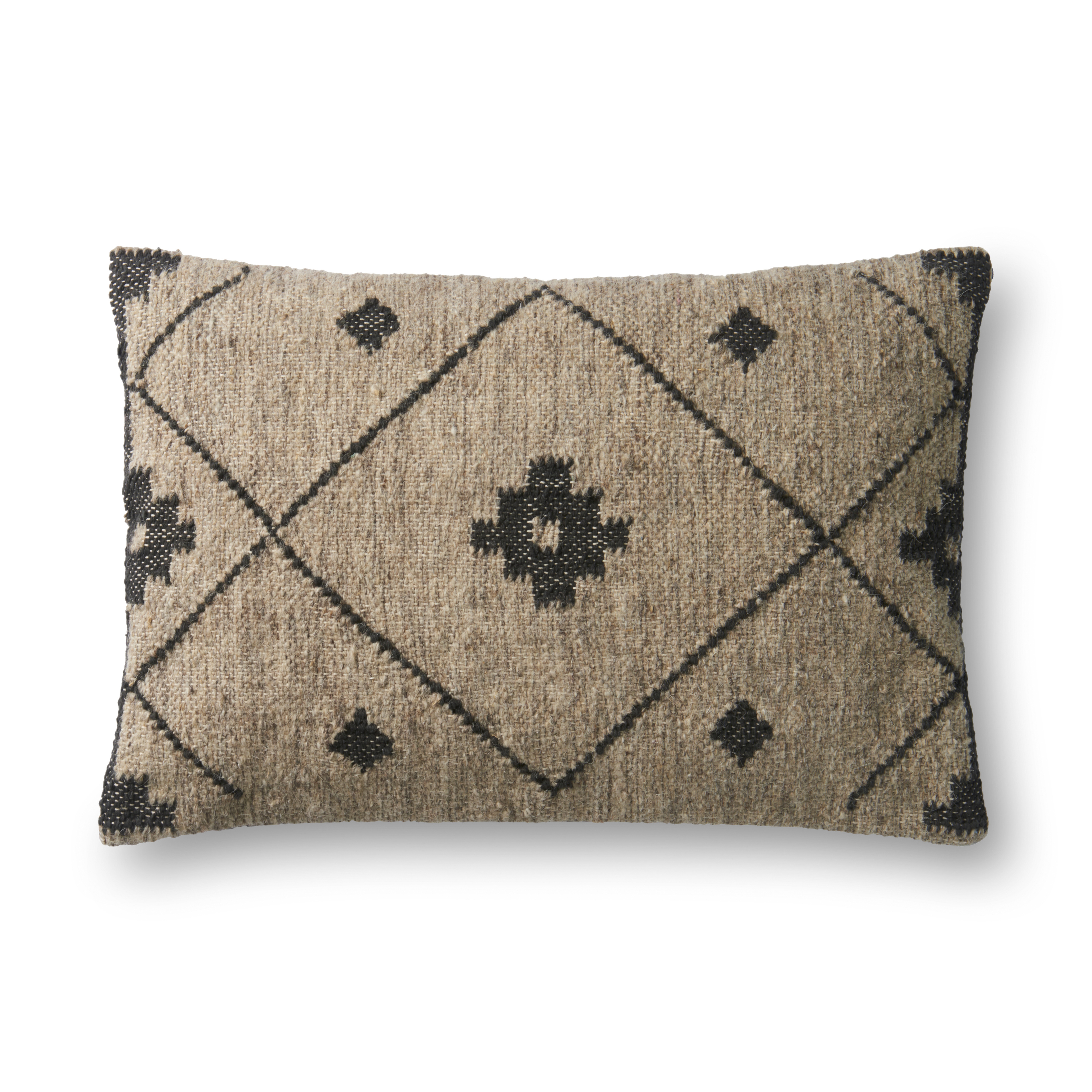 ED Ellen DeGeneres Crafted by Loloi PILLOWS P4016 BEIGE / BLACK 22" x 22" Cover Only - Loloi Rugs