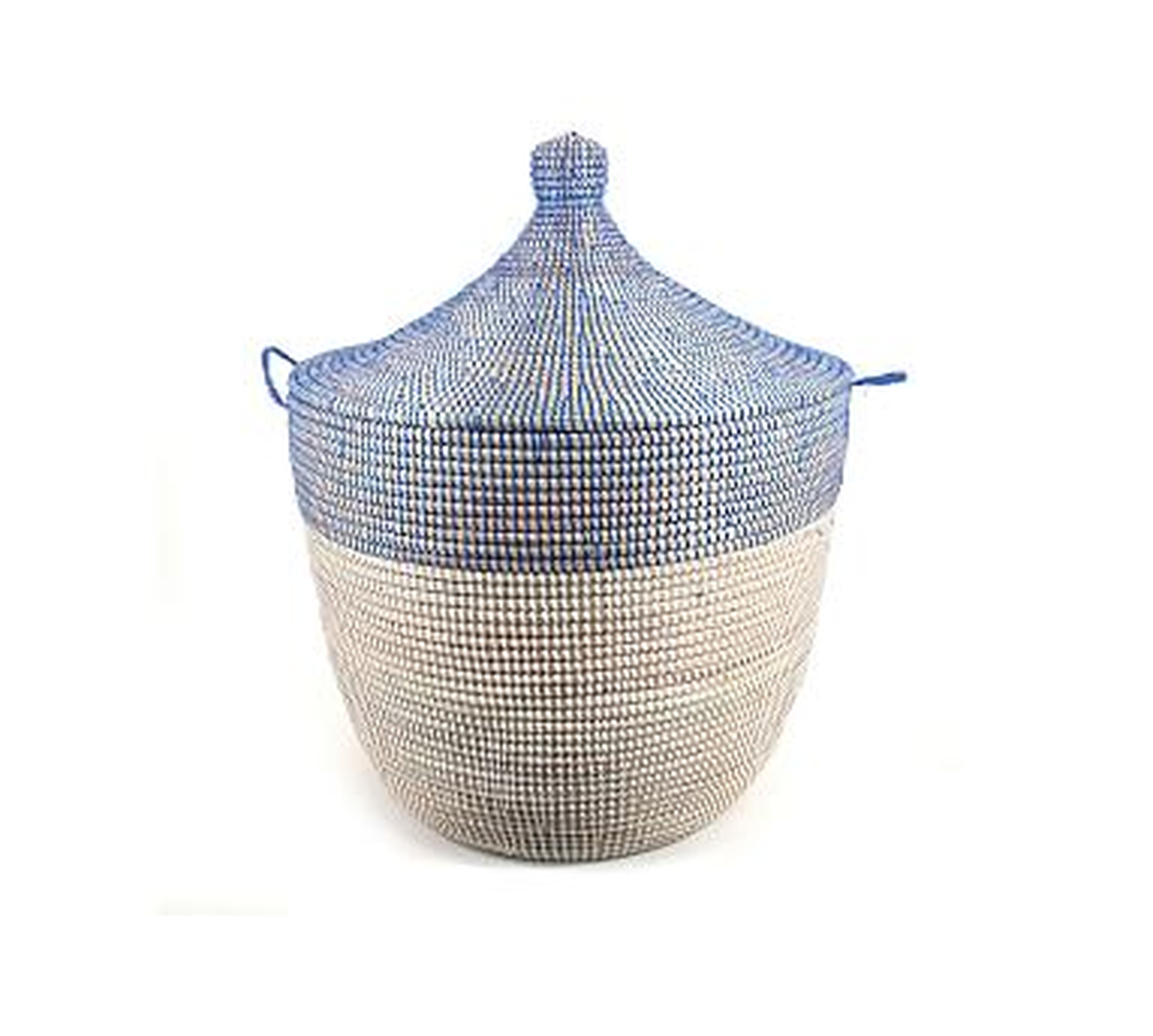Tilda Two-Tone Woven Basket, Navy - Wide - Pottery Barn