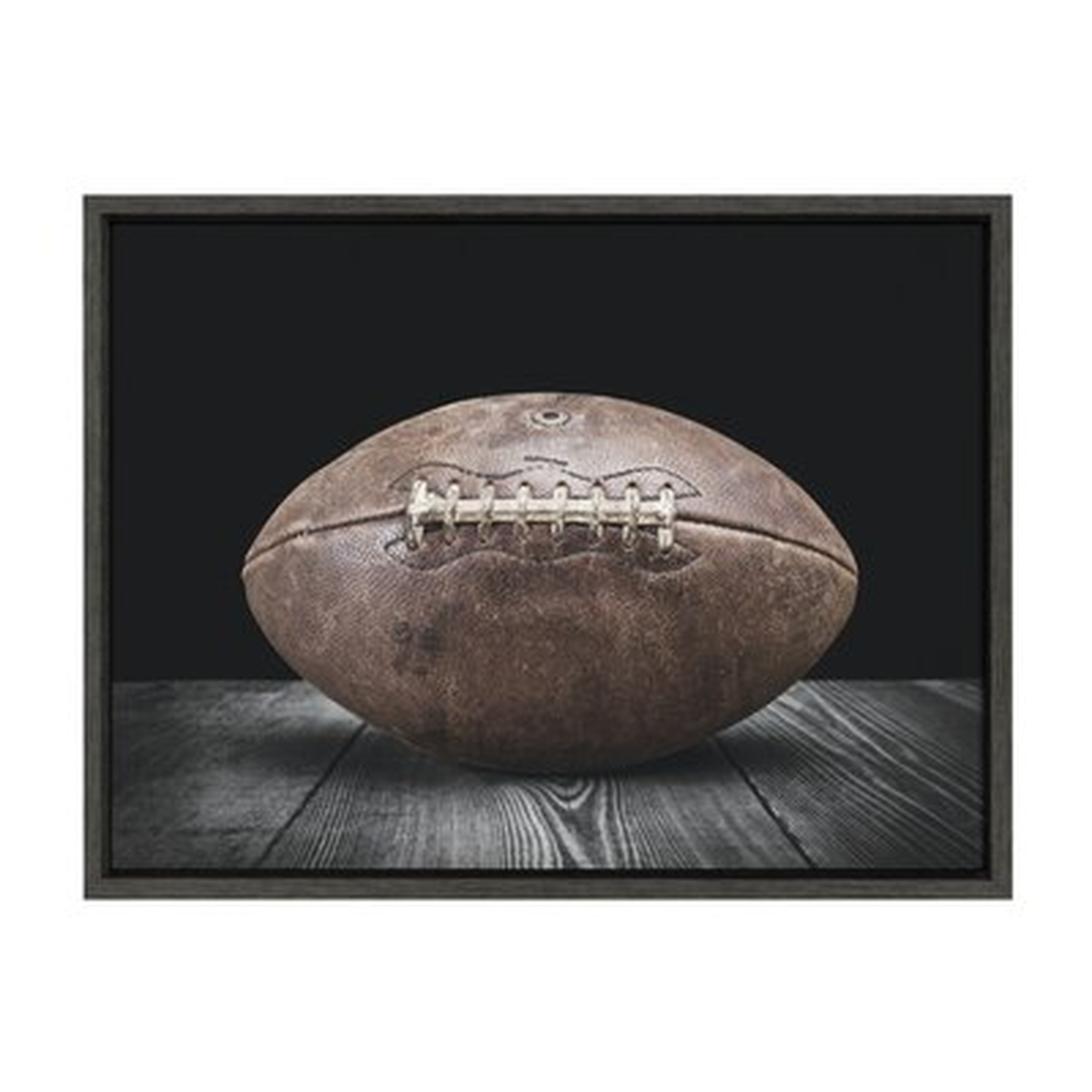 'Vintage Football on Black' by Shawn St.Peter- Floater Frame Photograph Print on Canvas - Wayfair