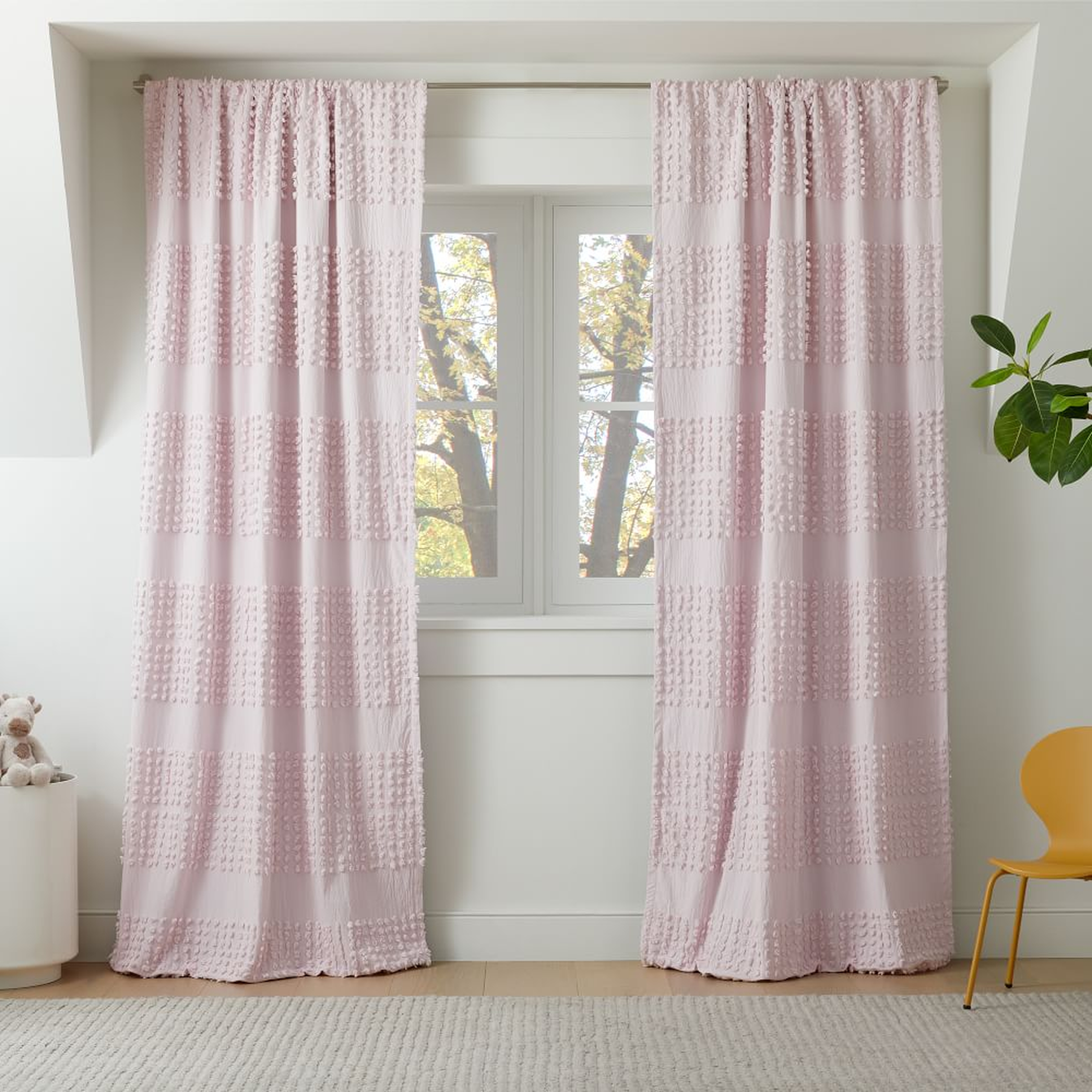 Candlewick Blackout Curtain Panel, 48X108, Perfect Pink, WE Kids - West Elm