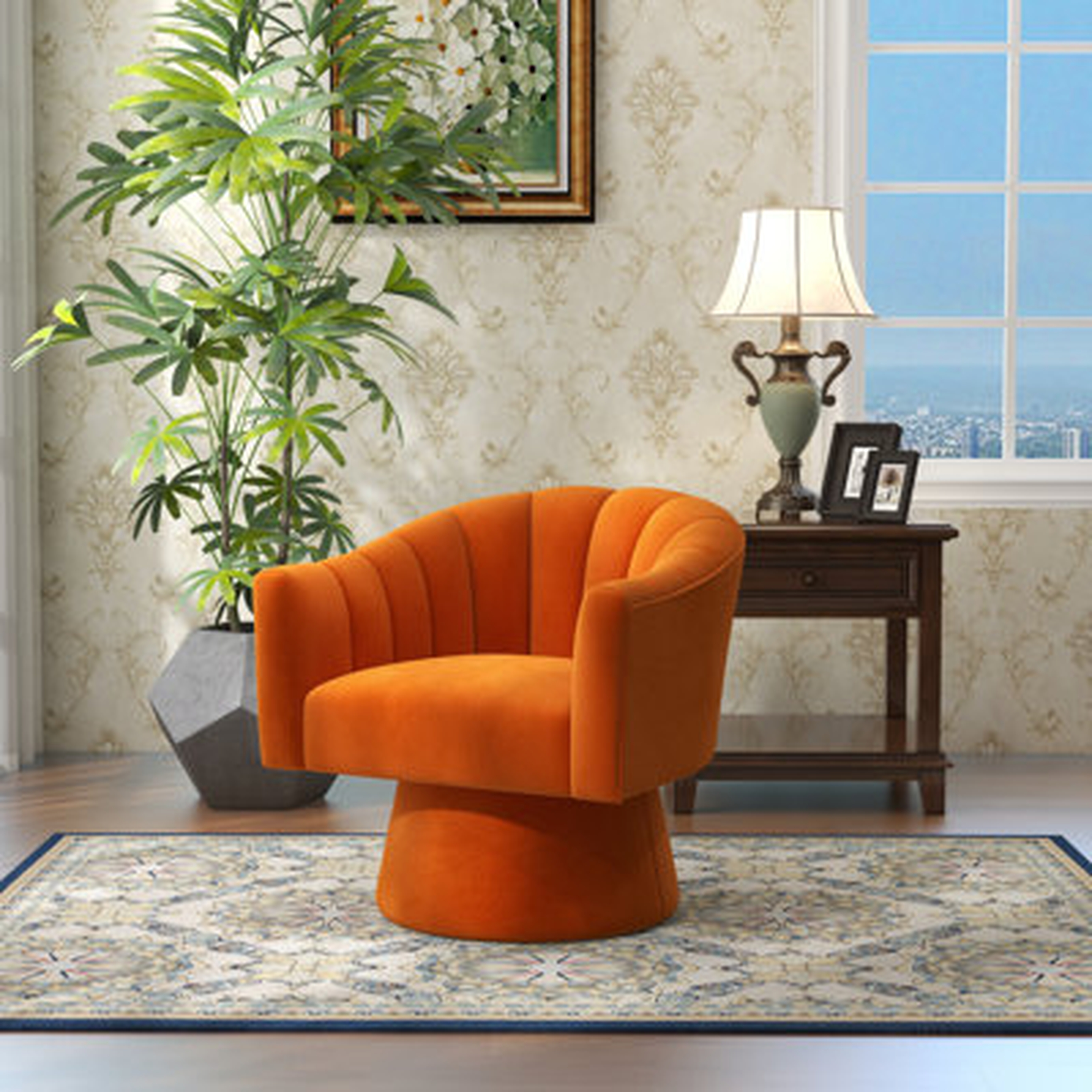 Finsbury 25.2'' Wide Tufted Velvet Swivel Barrel Chair - Wayfair