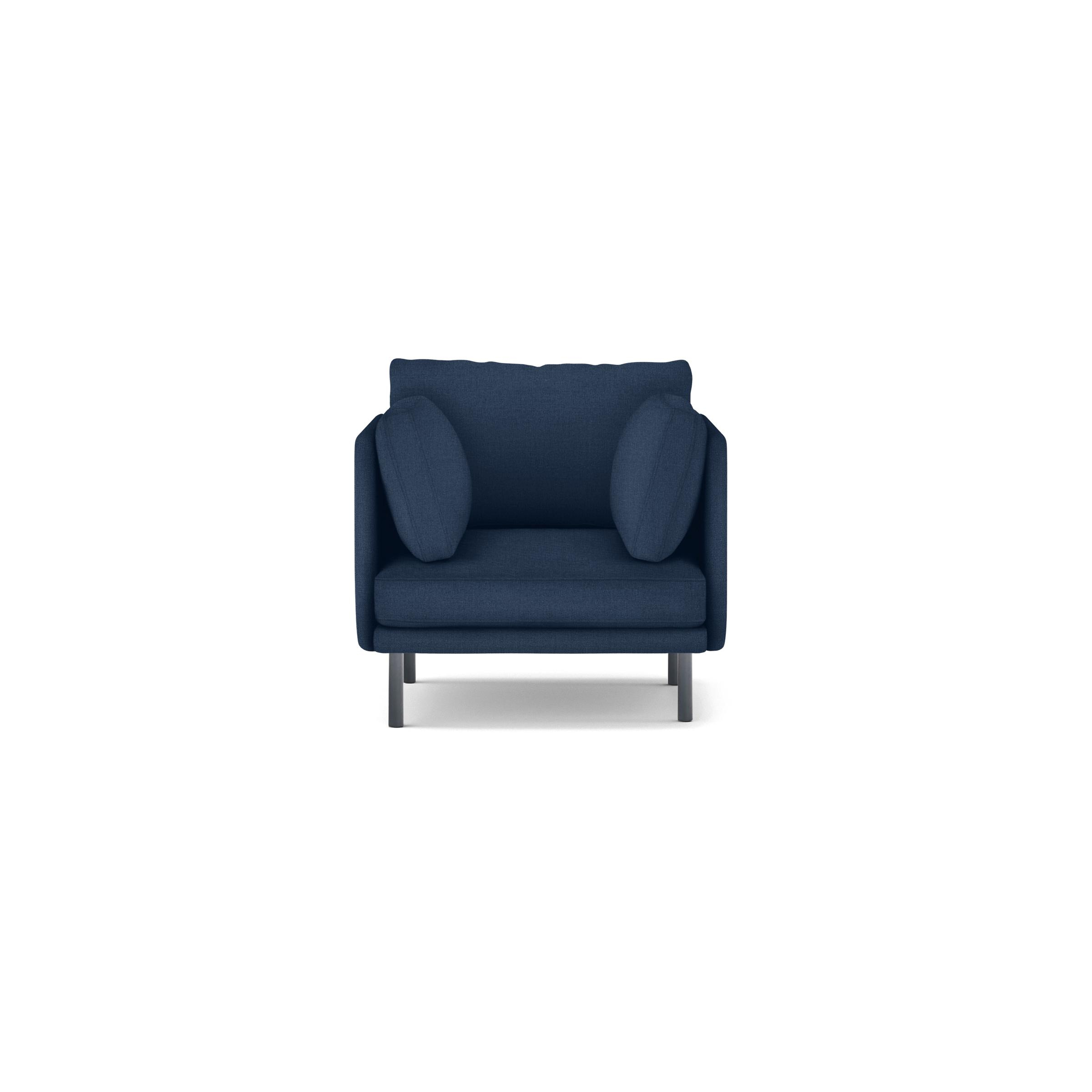 Field Armchair - Navy Blue - Performance Basketweave / Black - Metal - Burrow