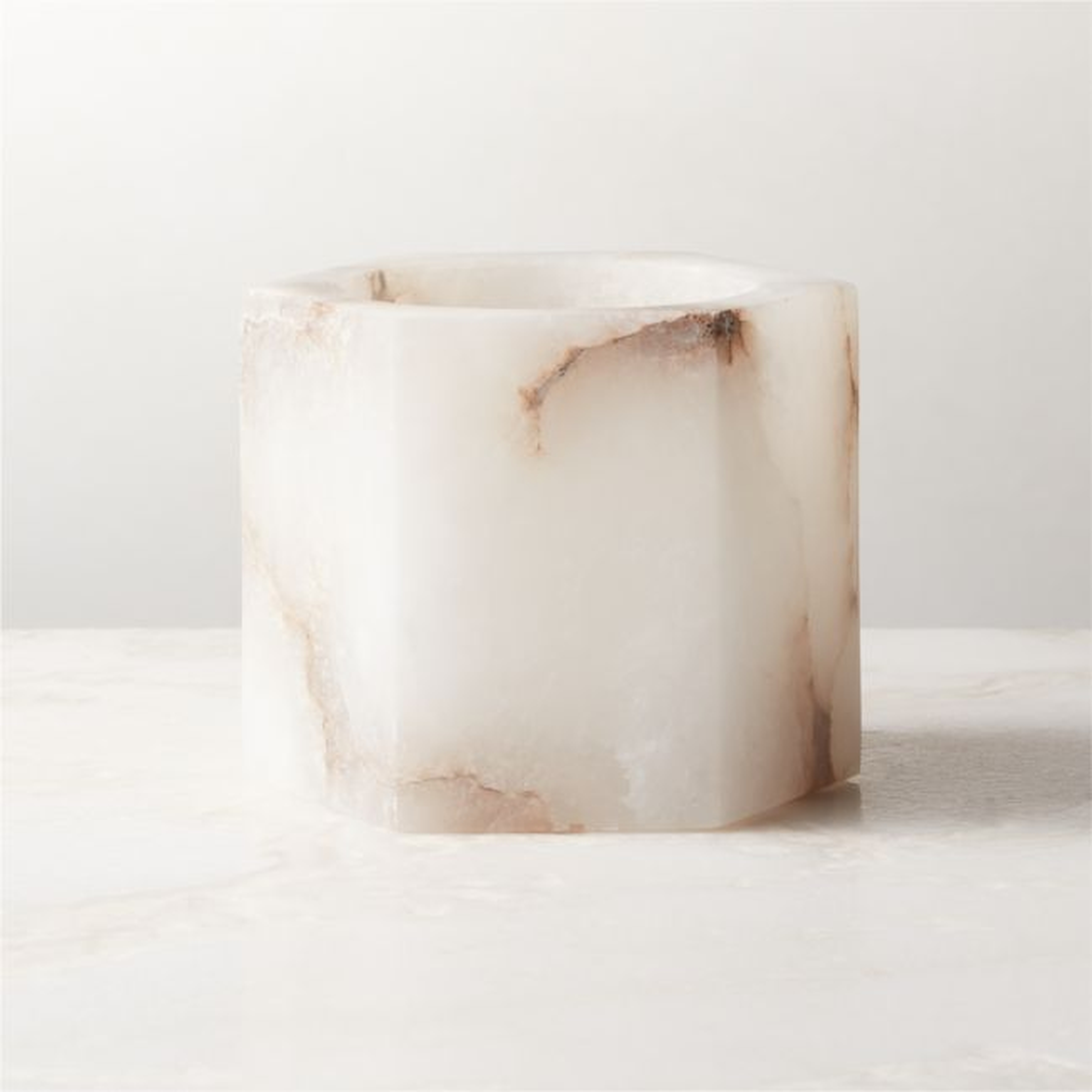 Talia Alabaster Tealight Candle Holder - CB2