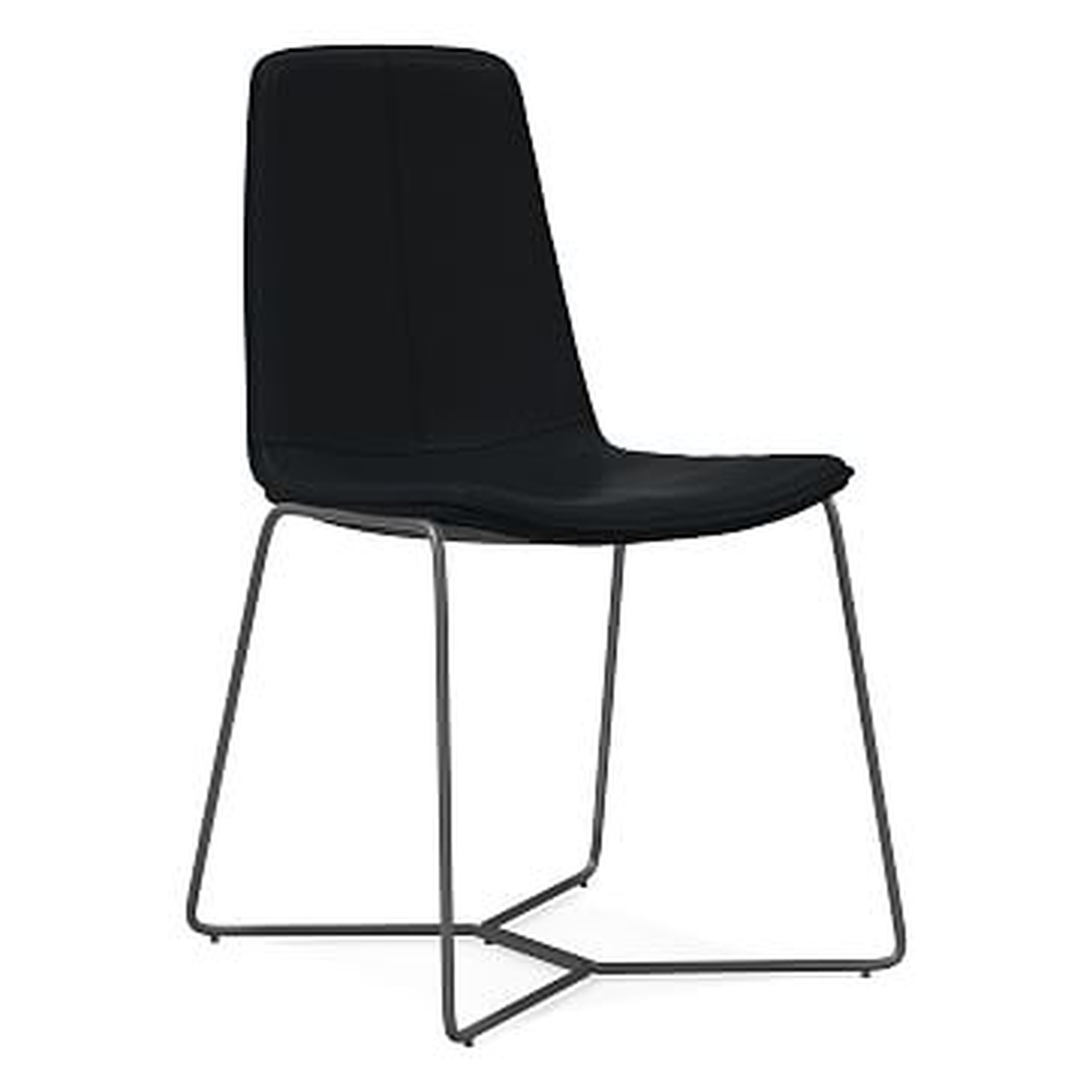 Slope Dining Chair, Sierra Leather, Black, Charcoal - West Elm