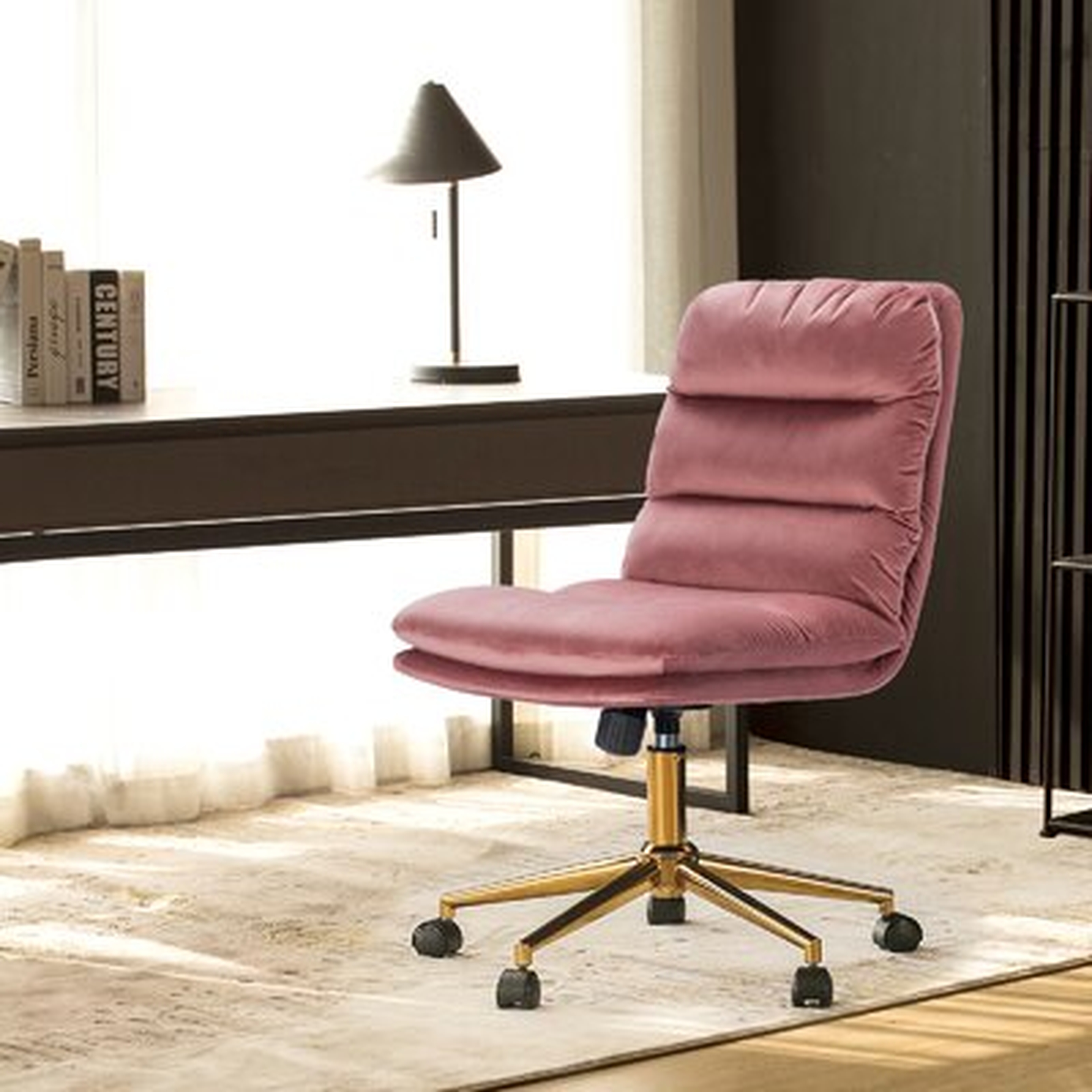 Aged Fabric Office Chair With Black Base Height Adjustable Swivel Task Chair With Casters - Wayfair